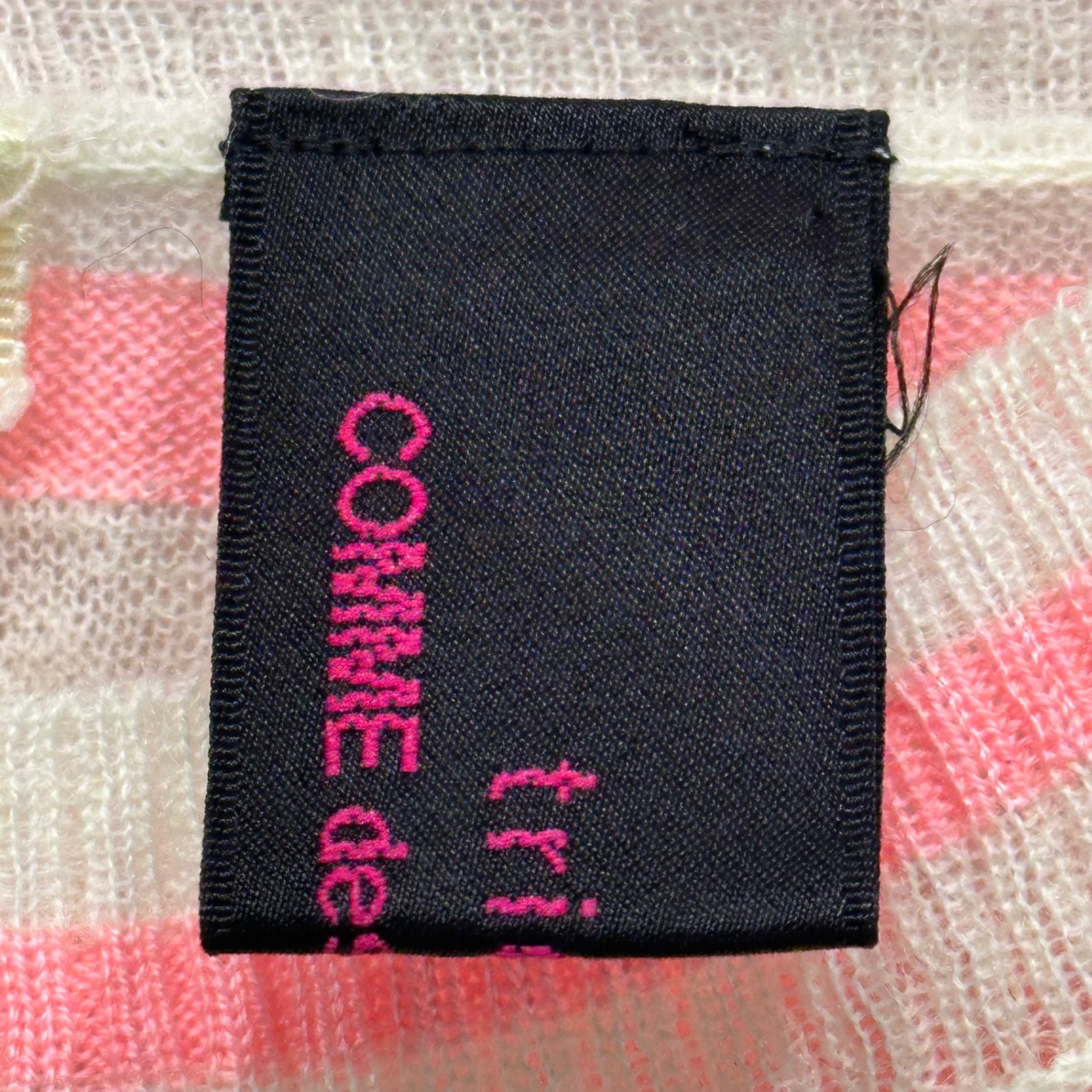 tricot COMME des GARCONS(トリココムデギャルソン) 13AW Mohair-Blend Striped Knit Cardigan with Back Button Closure モヘア混 ボーダー ニット バックボタン カーディガ TL-N211 FREE ホワイト×ピンク AD2013