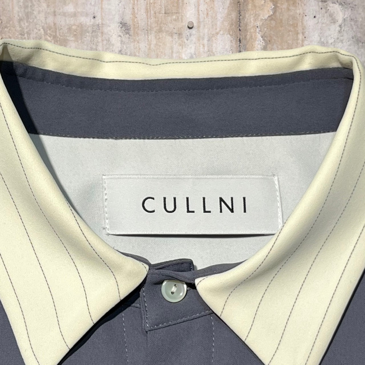 CULLNI(クルニ) 22SSコンビネーションシャツ/ドッキングシャツ 22-SS-005 2(Mサイズ程度) グレー×ホワイト