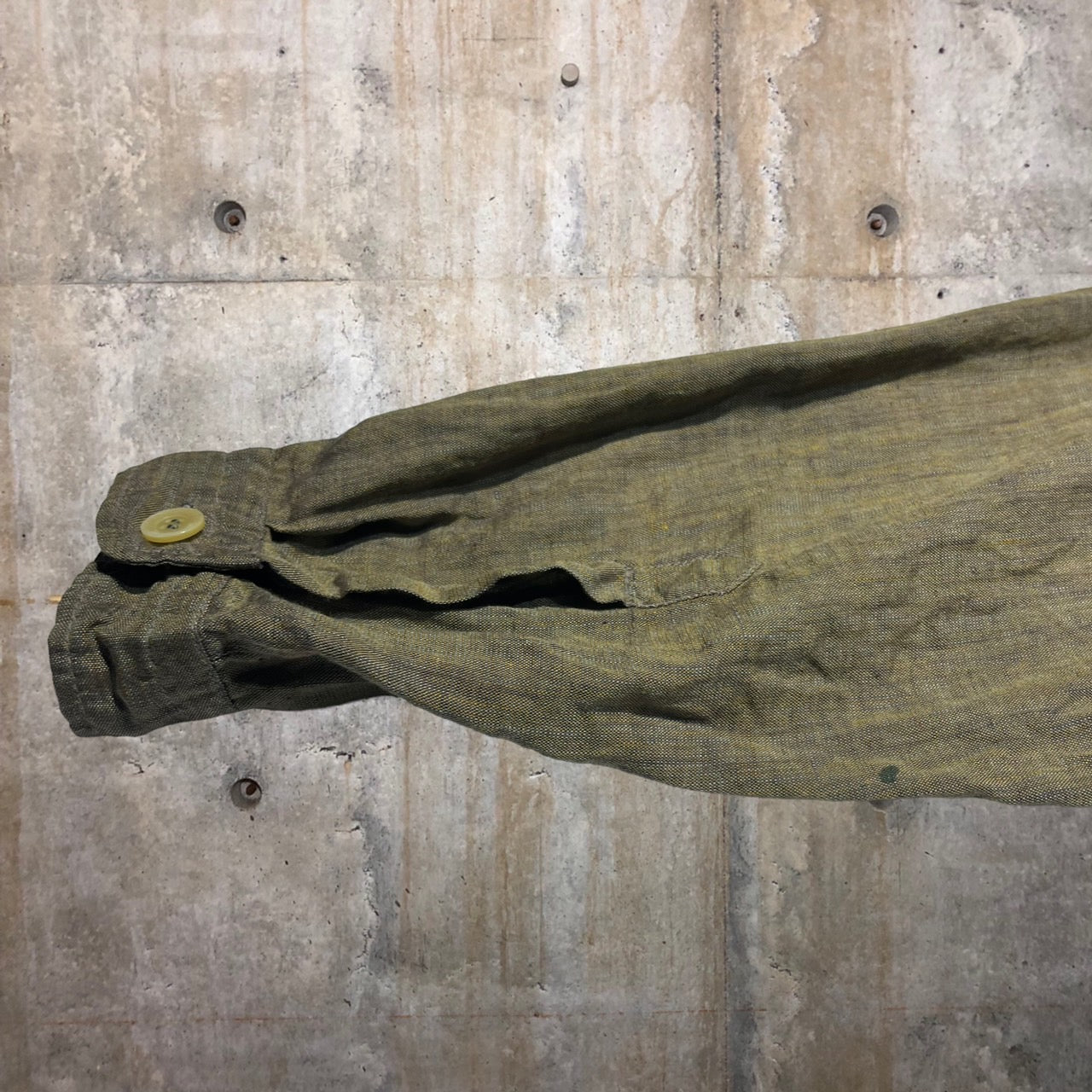 GIORGIO ARMANI(ジョルジオアルマーニ) 90'sバンドカラー1フラップリネンシャツ M ブラウン