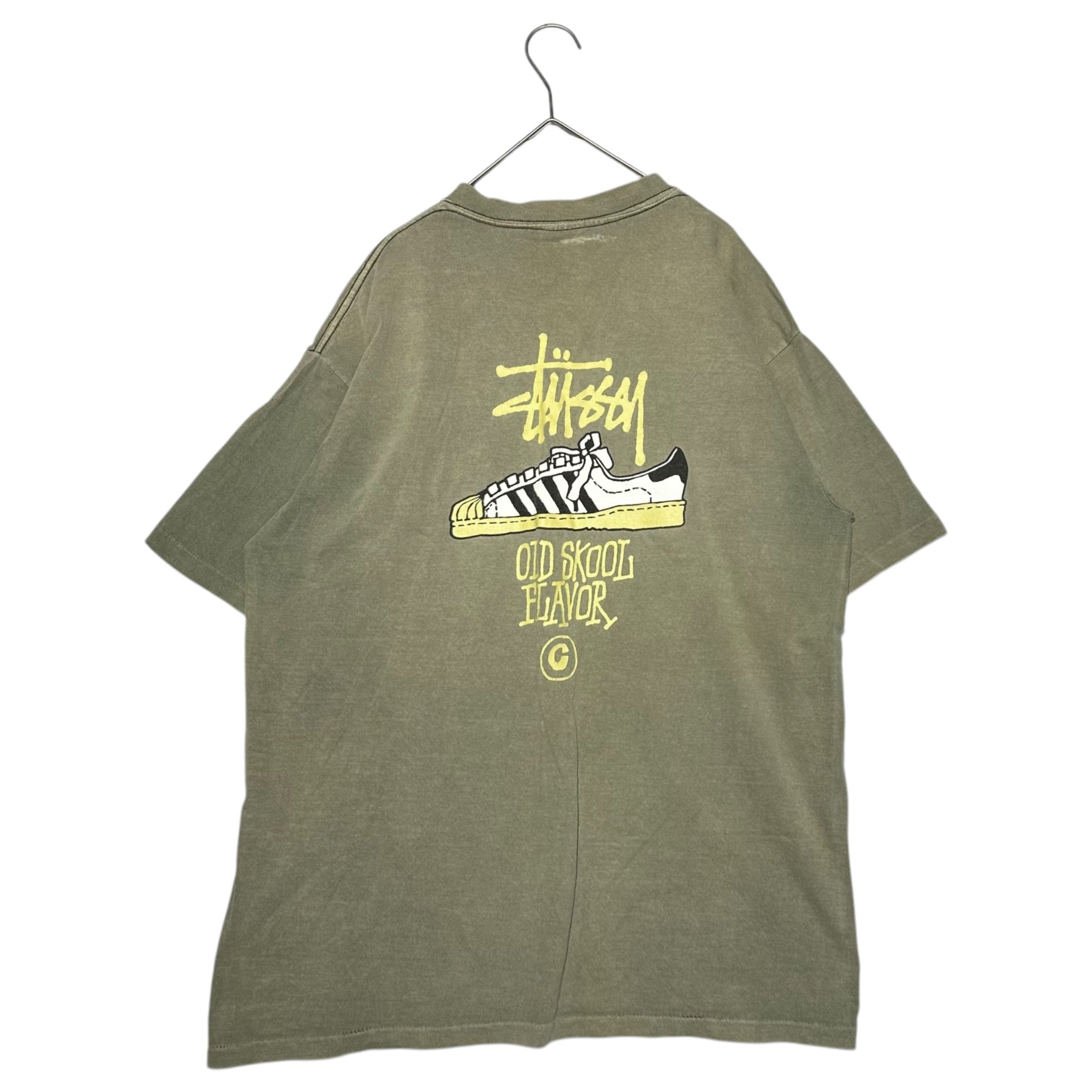 STUSSY(ステューシー) 80's "OLD SKOOL FLAVOR" VINTAGE TEE ヴィンテージ Tシャツ L カーキ 80年代 SUPERSTAR スーパースター 半袖