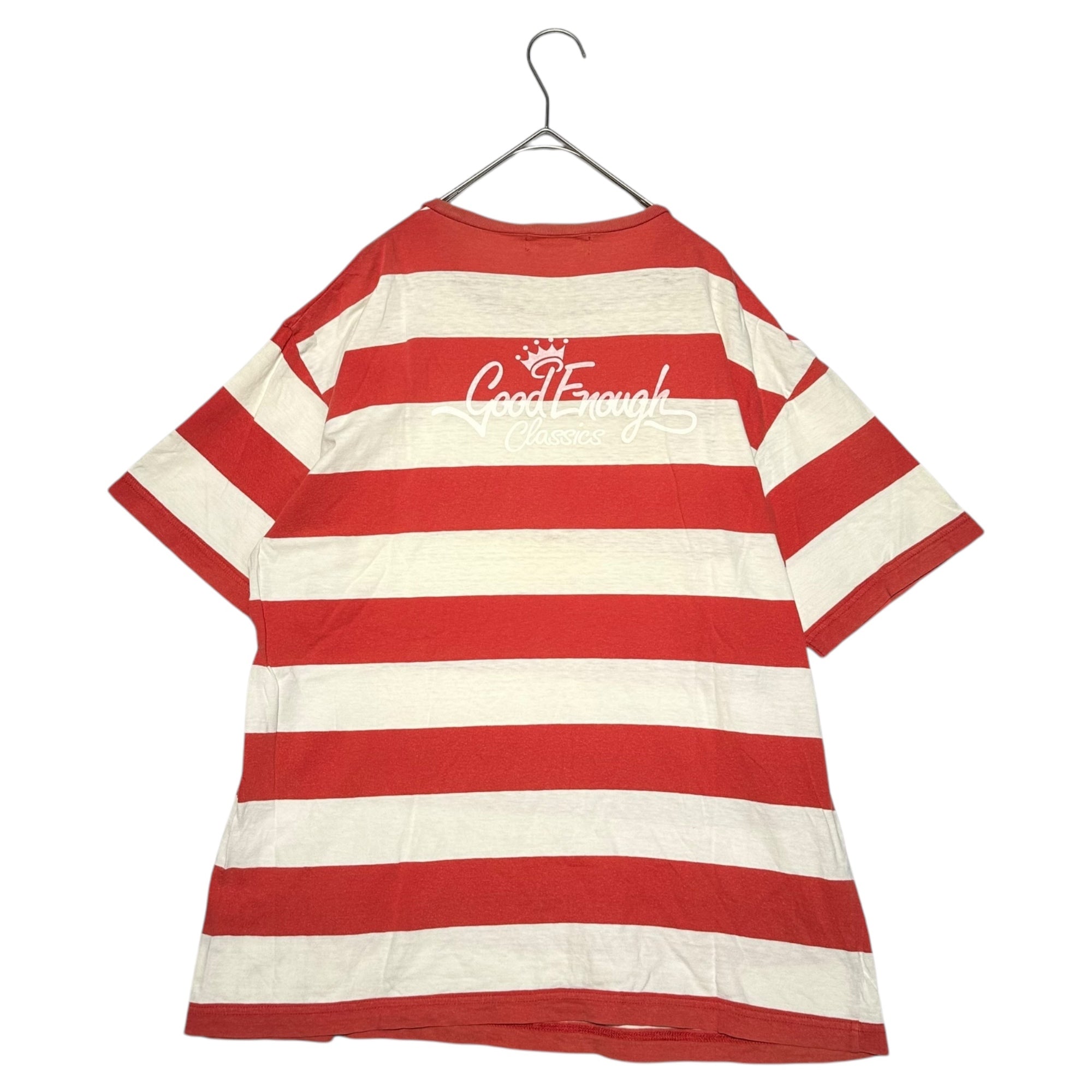 GOODENOUGH(グッドイナフ) 90's striped crew neck T-shirt 90年代 ボーダー クルーネック Tシャツ M ホワイト×ピンク