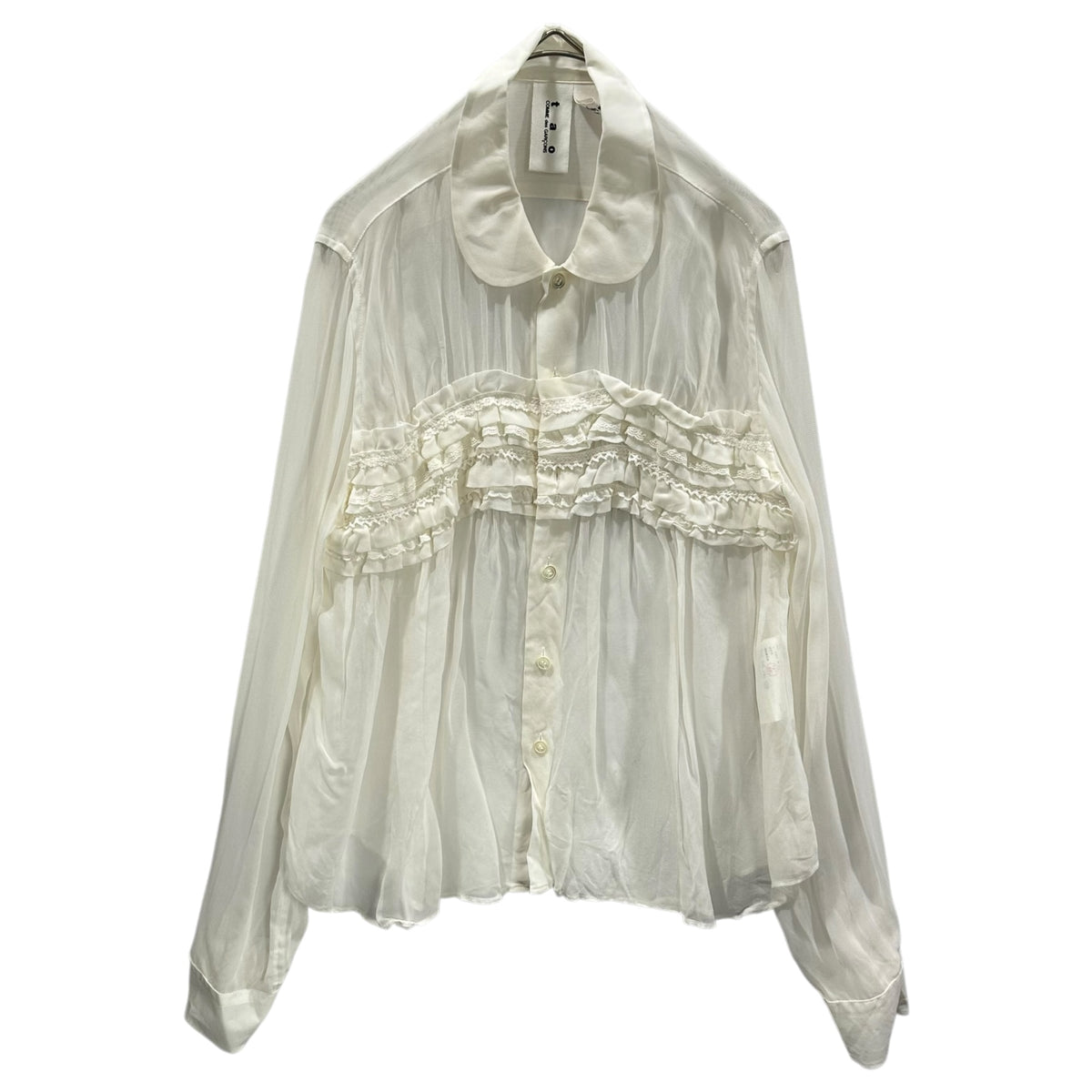 TAO COMME des GARCONS × 10 corso como COMME des GARCONS(タオ コムデギャルソン × ディエチコルソコモ コムデギャルソン) 2007AW Cotton Lace Gathered Sheer Blouse コットン レース ギャザー シアー ブラウス ST-B706 FREE オフホワイト AD2007 00s アーカイブ