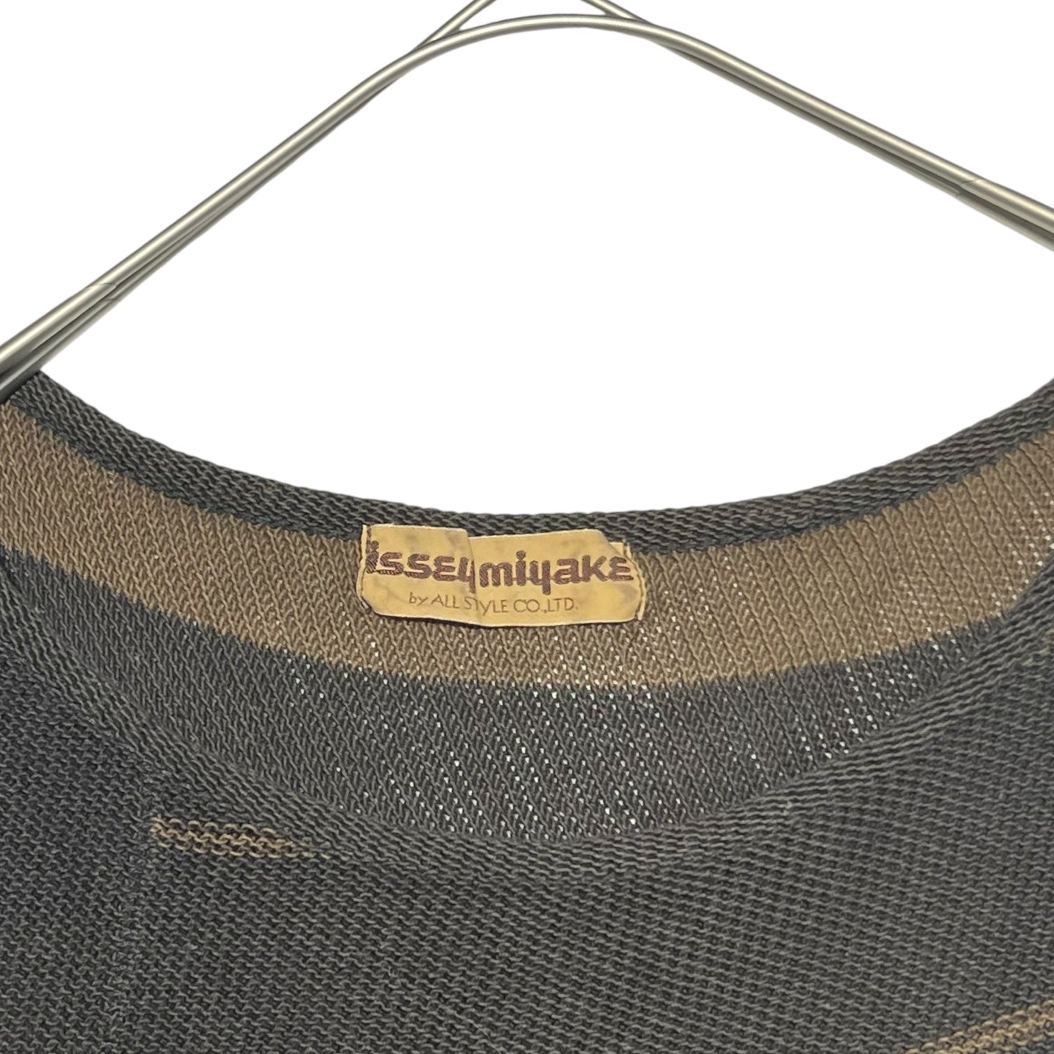 ISSEY MIYAKE(イッセイミヤケ) 70’s random border knit sew 70年代 ヴィンテージ ランダムボーダー ニットソー ALL STYLEタグ FREE ブラウン×ブラック 本人期 稀少品 アーカイヴ