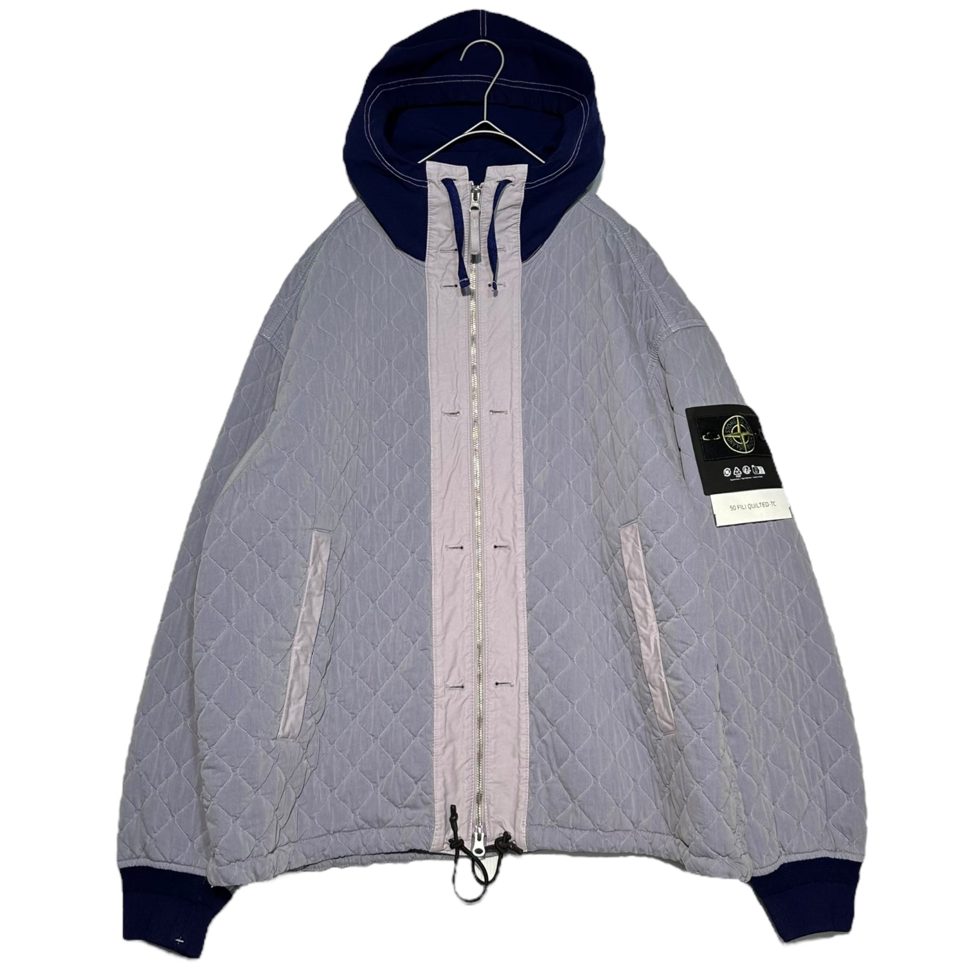 STONE ISLAND(ストーンアイランド) 23AW Quilted Hooded Zip-Up Jacket キルティング フーデット ジップアップ ジャケット 791540133 L ライトパープル×ブルー マウンテンパーカー