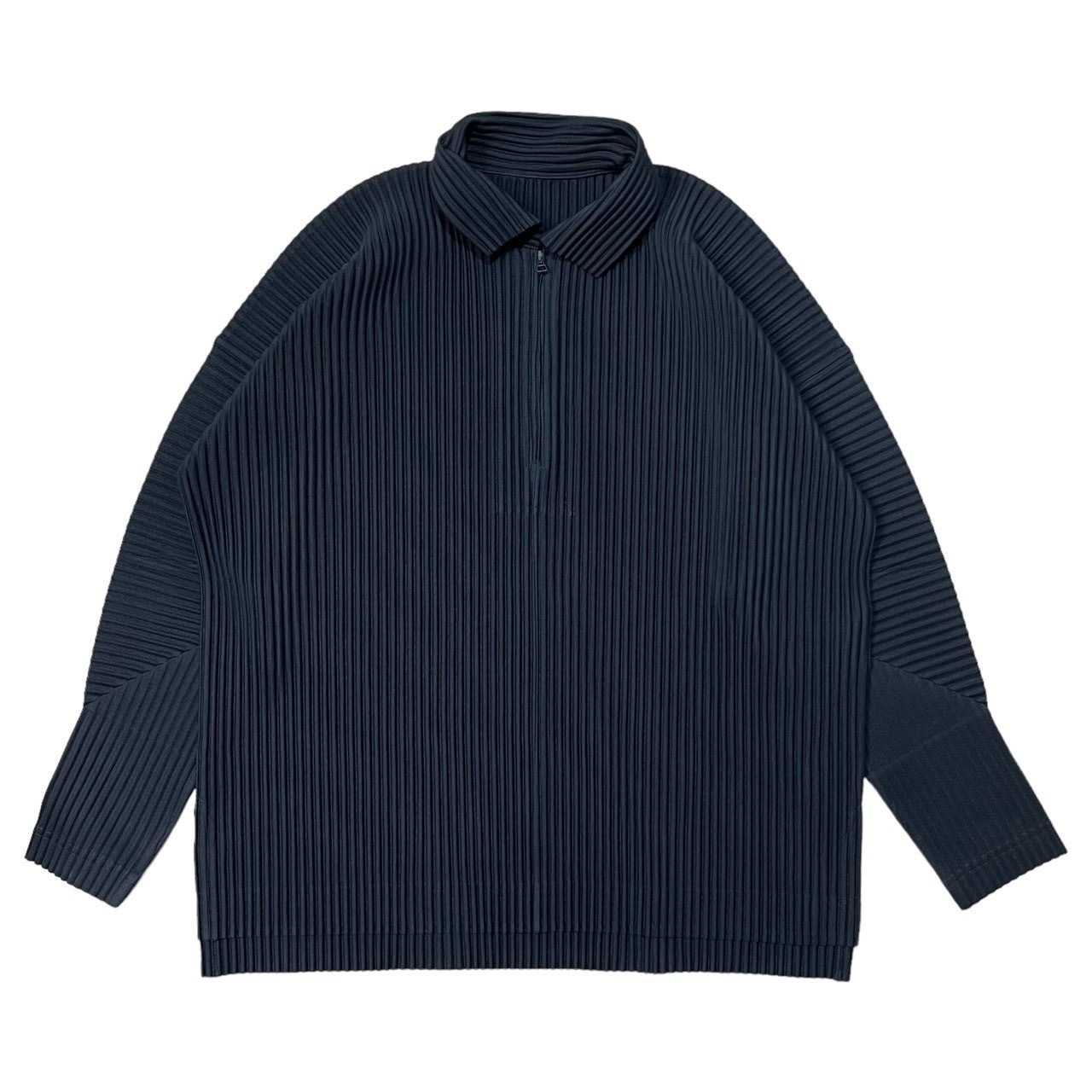 HOMME PLISSE ISSEY MIYAKE(オムプリッセイッセイミヤケ) HALF-ZIP PLEATS PULLOVER SHIRT ハーフジッププリーツプルオーバーシャツ HP13JM124 SIZE 2(M) ネイビー