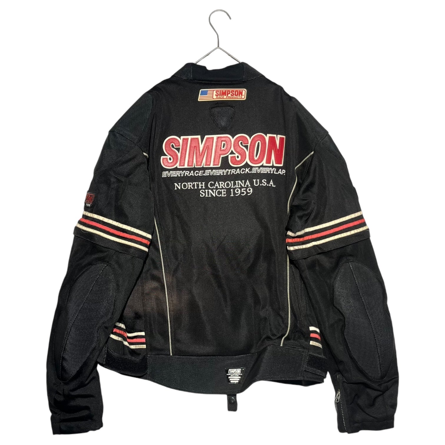 SIMPSON (シンプソン) バイカーウェア プロテクター付き ロゴエンブロイダリー スタンドカラージップアップ レーシングジャケット 3L ブラック レーシング