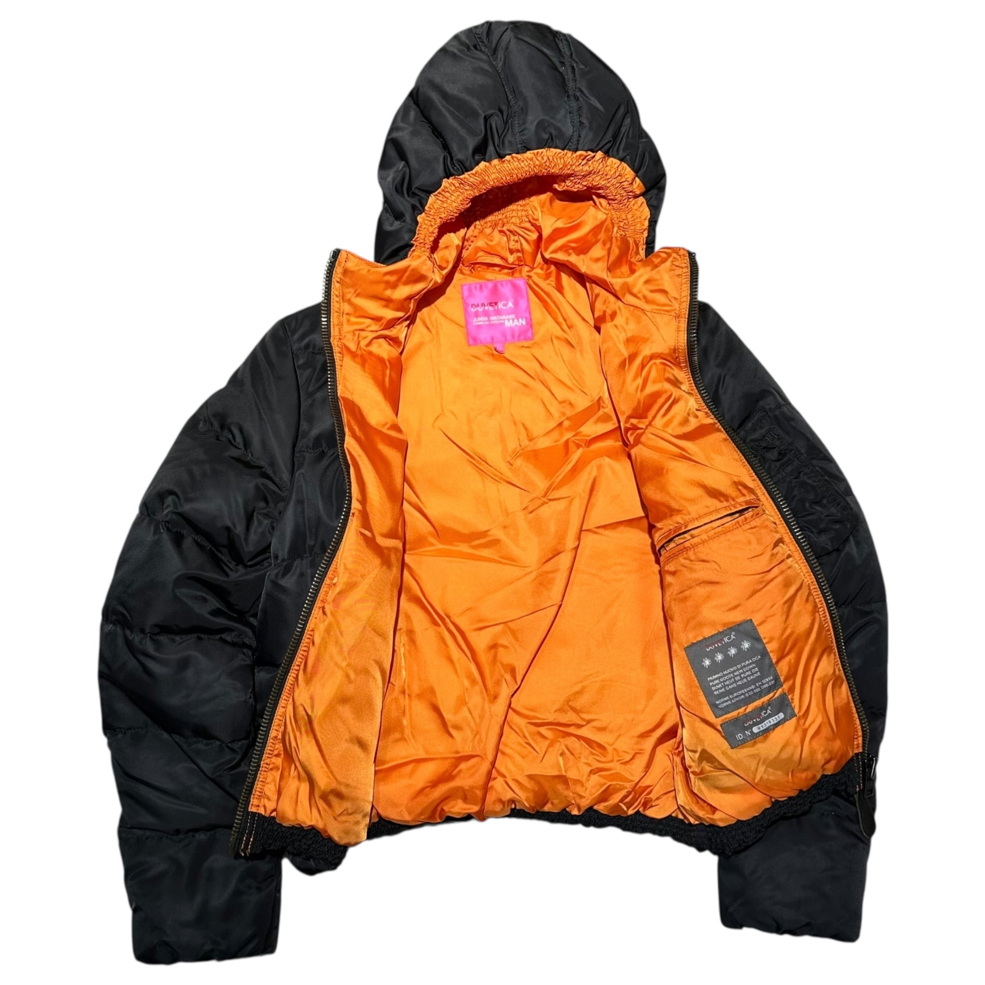 COMME des GARCONS JUNYA WATANABE MAN PINK(コムデギャルソンジュンヤワタナベマンピンク) 11AW × DUVETICA Hooded MA-1 Down Jacket デュベティカ コラボ フーデッド MA-1 ダウン ジャケット UH-J015 M ブラック×オレンジ AD2011