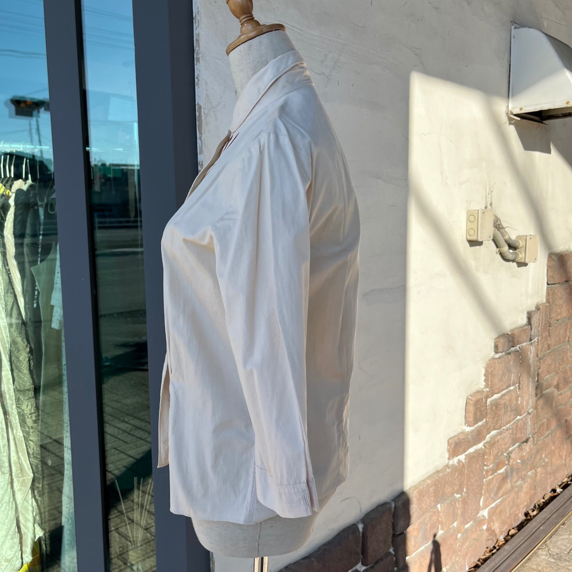 VINTAGE(ヴィンテージ) 60's~ center design long sleeve shirt センターデザイン長袖シャツ M~L程度 ベージュ×ブラウン