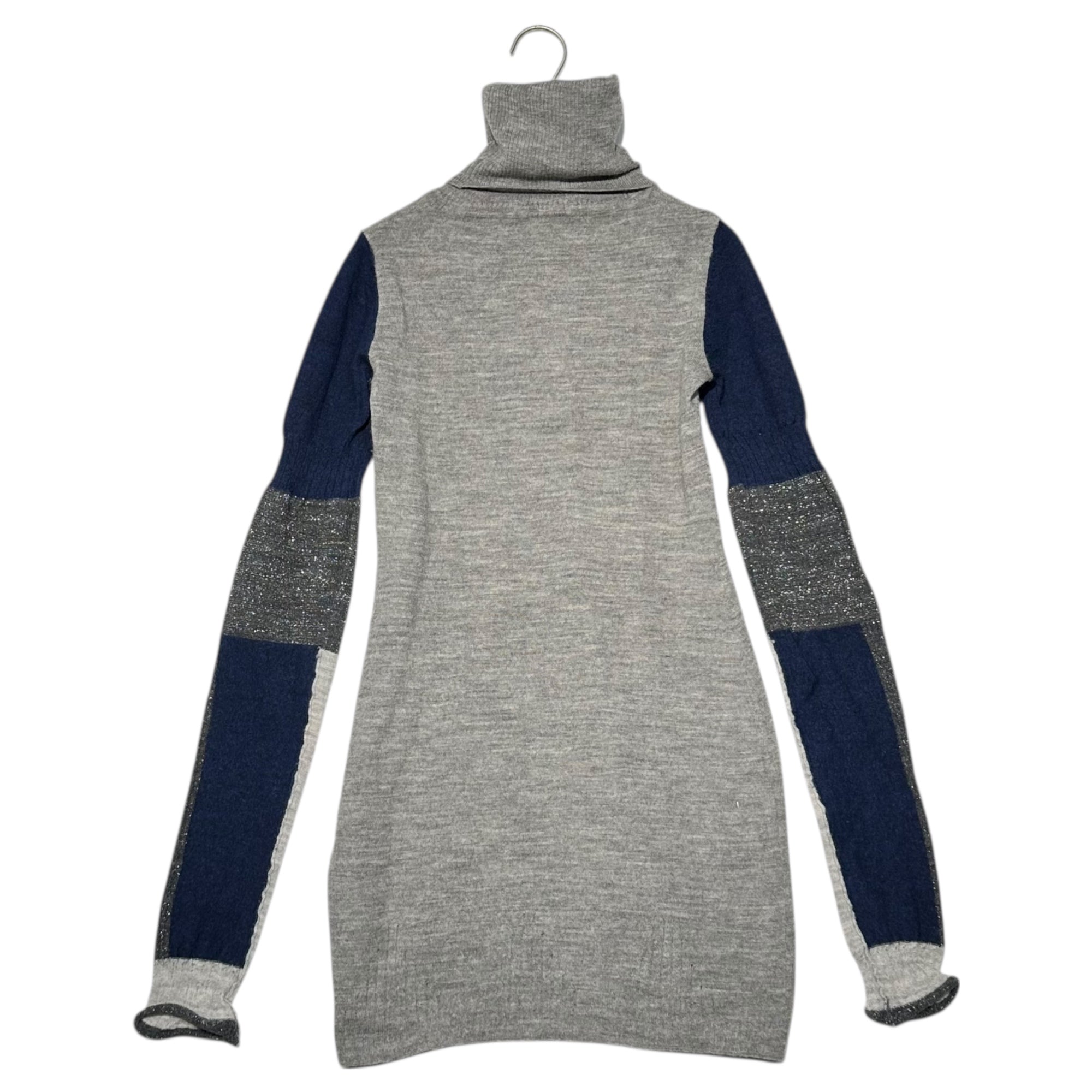 MARITHE FRANCOIS GIRBAUD(マリテフランソワジルボー) 00's Long Turtleneck Panel Knit ロング タートルネック 切替 ニット F7-9625 S グレー Y2K