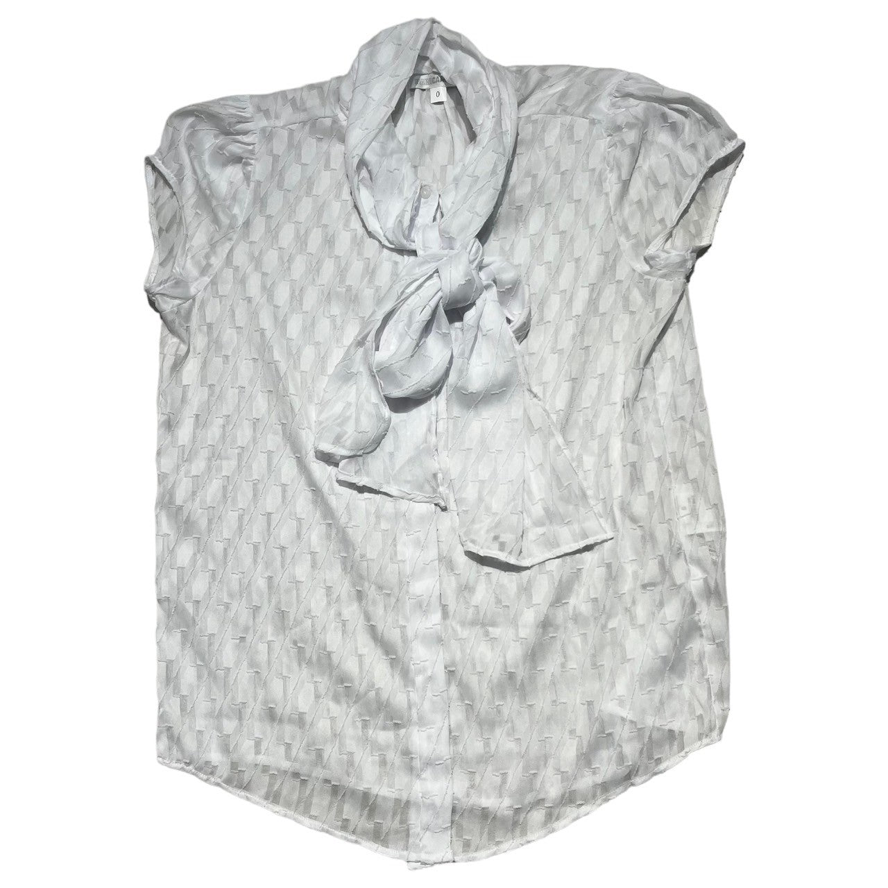 NARA CAMICIE(ナラカミーチェ) シアーカットジャガード半袖ボウタイブラウス 10-31-04-014 0 ホワイト 参考定価¥25,300(税込)