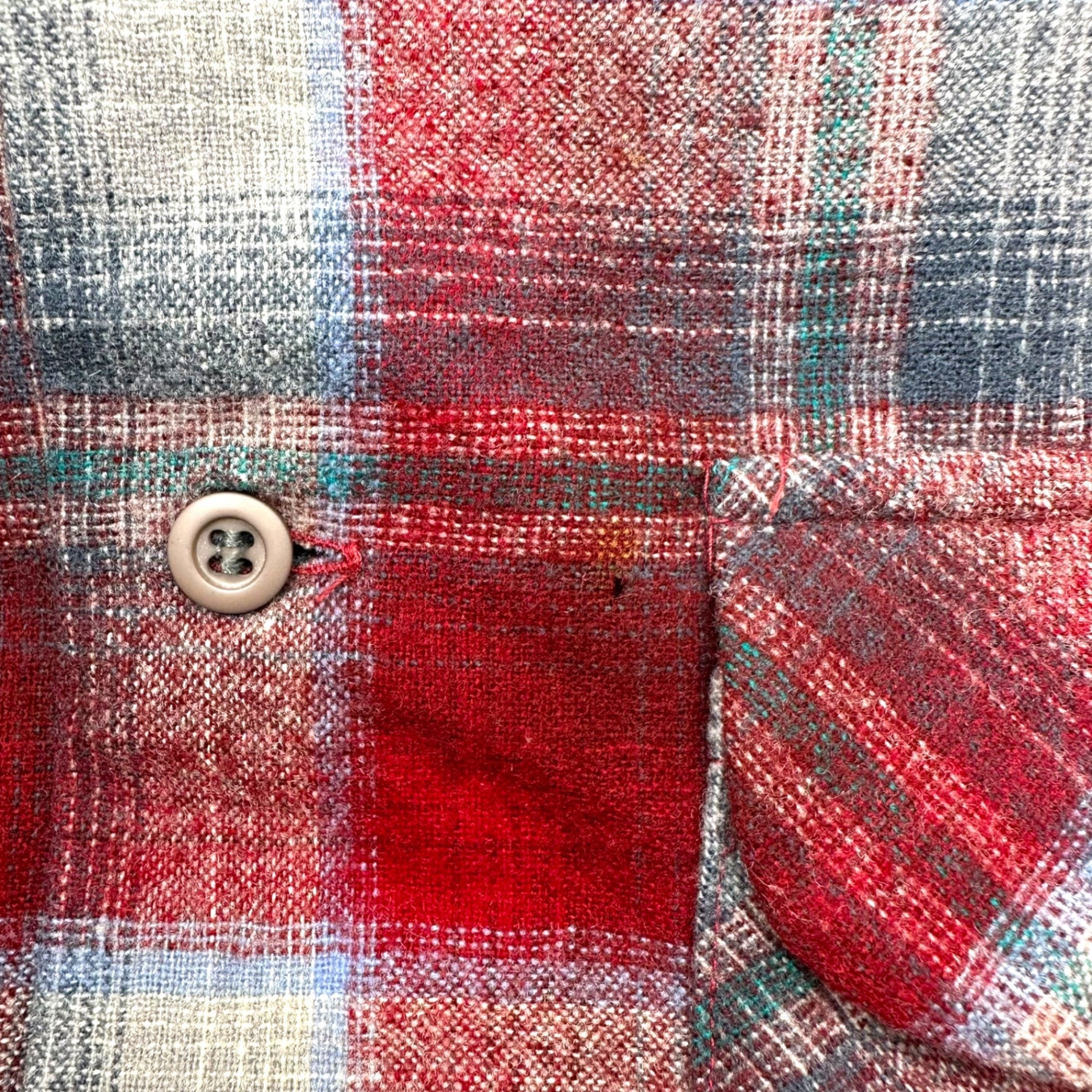 PENDLETON(ペンドルトン) 70's USA made Wool Check Flannel Shirt オープンカラー ウール チェック フランネル シャツ M レッド×グレー 70年代 ヴィンテージ 開襟