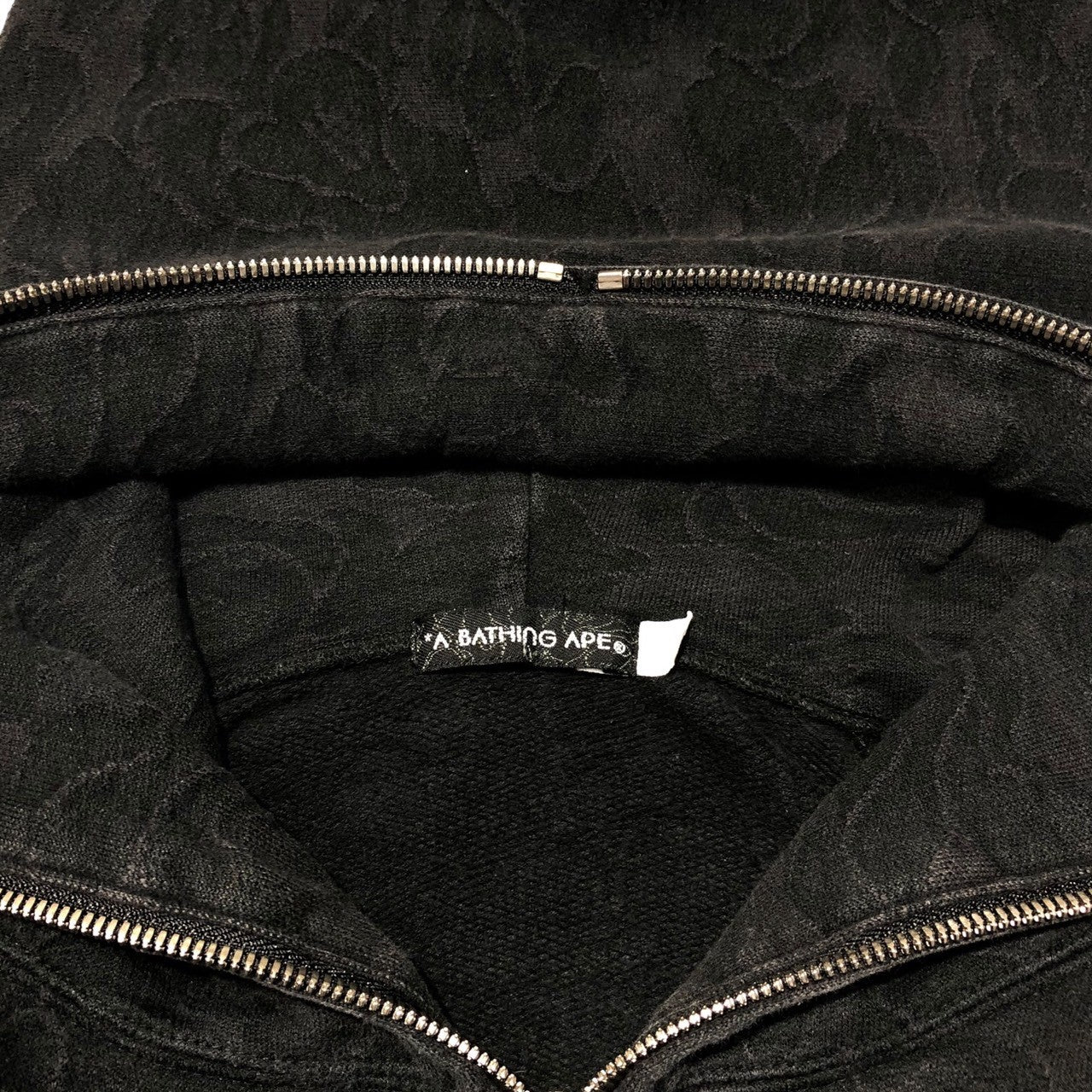 A BATHING APE(アベイシングエイプ) 00's Full zip camo jacquard hoodie フルジップ カモ ジャガード パーカー L ブラック Y2K