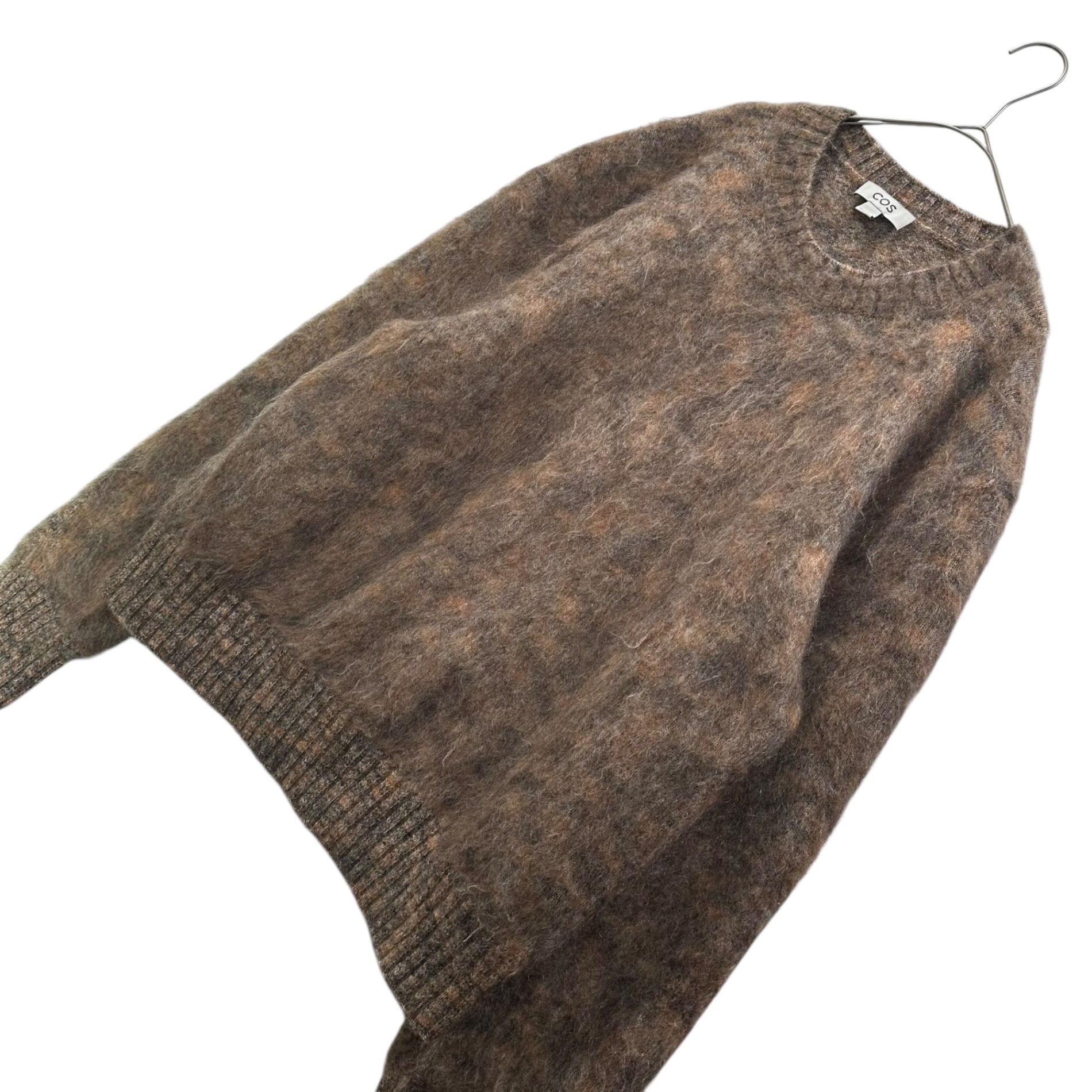 COS(コス) SPACE-DYED MOHAIR-BLEND CREW-NECK JUMPER スペースダイモヘアブレンドクルーネックセーター M ブラウン 完売品
