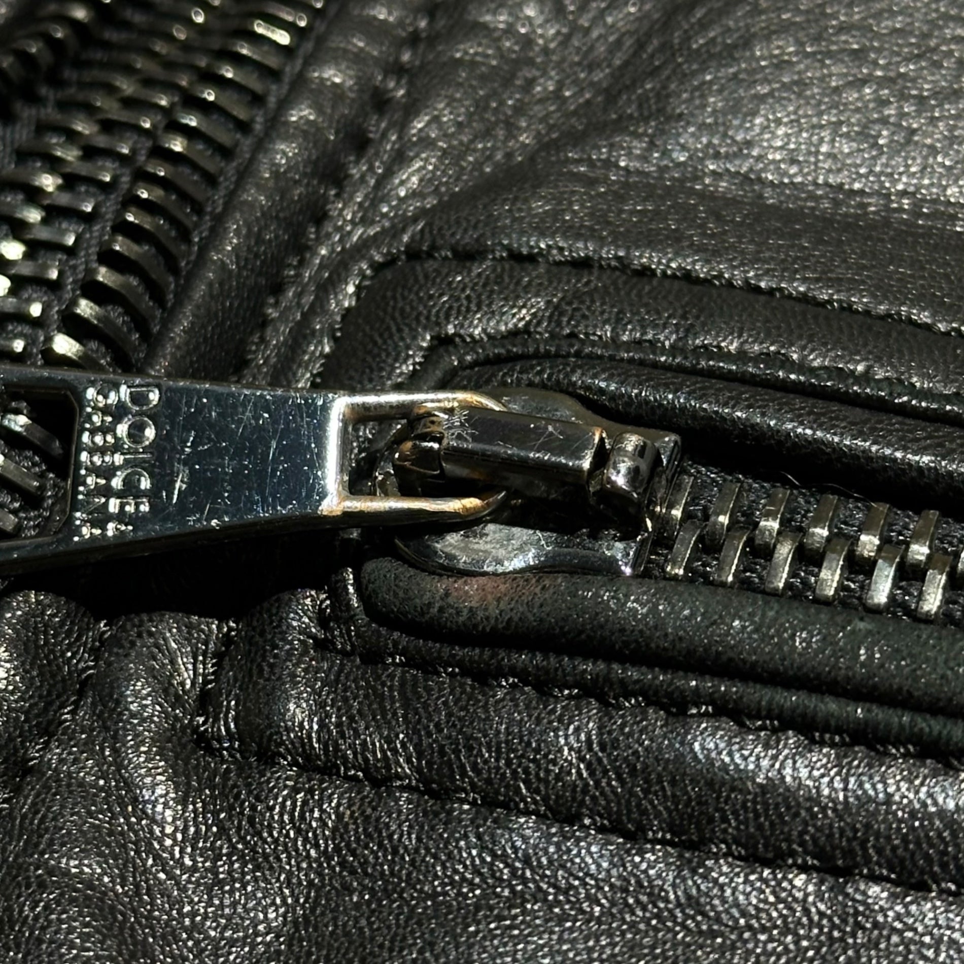 DOLCE&GABBANA(ドルチェ&ガッバーナドルガバ) Lambskin single zip-up ribbed blouson ラムレザー シングル ジップアップ リブ ブルゾン G9972L 44(XS程度) ブラック