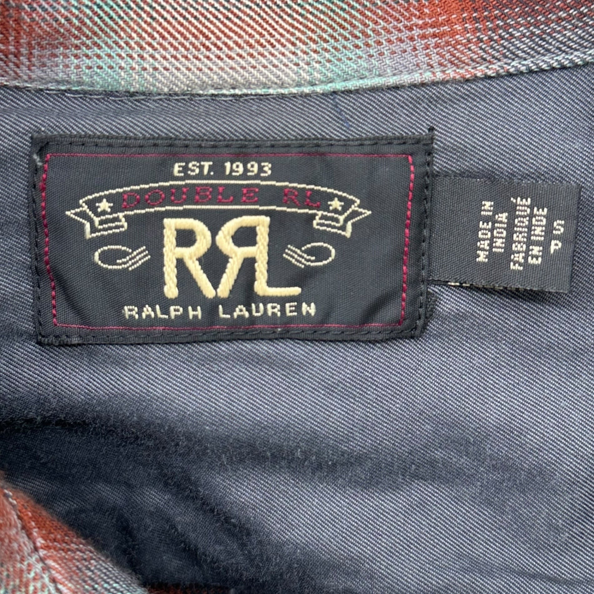 RRL(ダブルアールエル) Towns Camp L/S Sport Shirt オンブレ チェック オープンカラー 長袖 シャツ S ライトグリーン×ブラウン×ホワイト 開襟 タウンズキャンプ