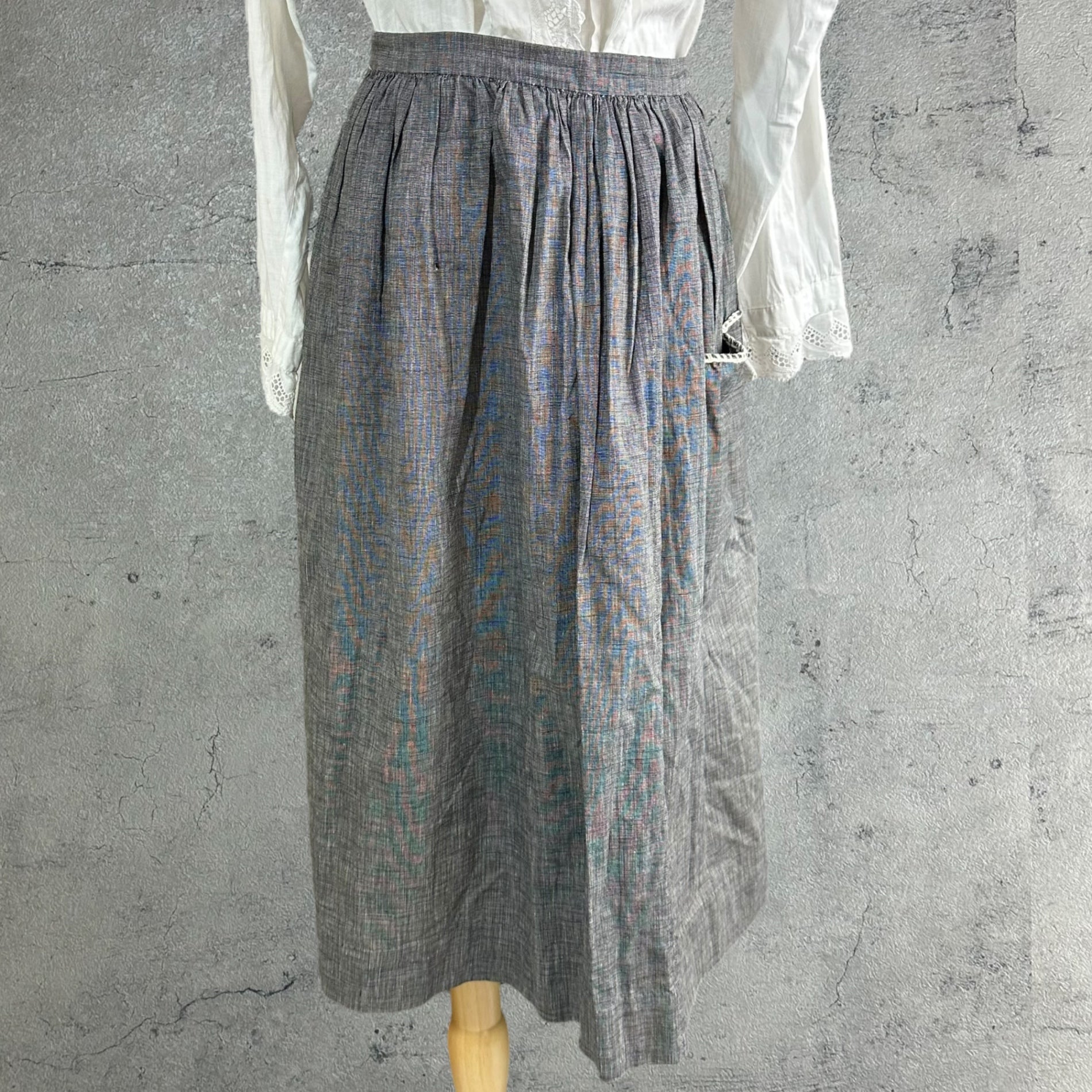 Euro vintage(ヨーロッパヴィンテージ) pokets_front two pokets tacked skirt フロントポケット付きタックデニムスカート 表記無し(S~M程度) ブルーグレー