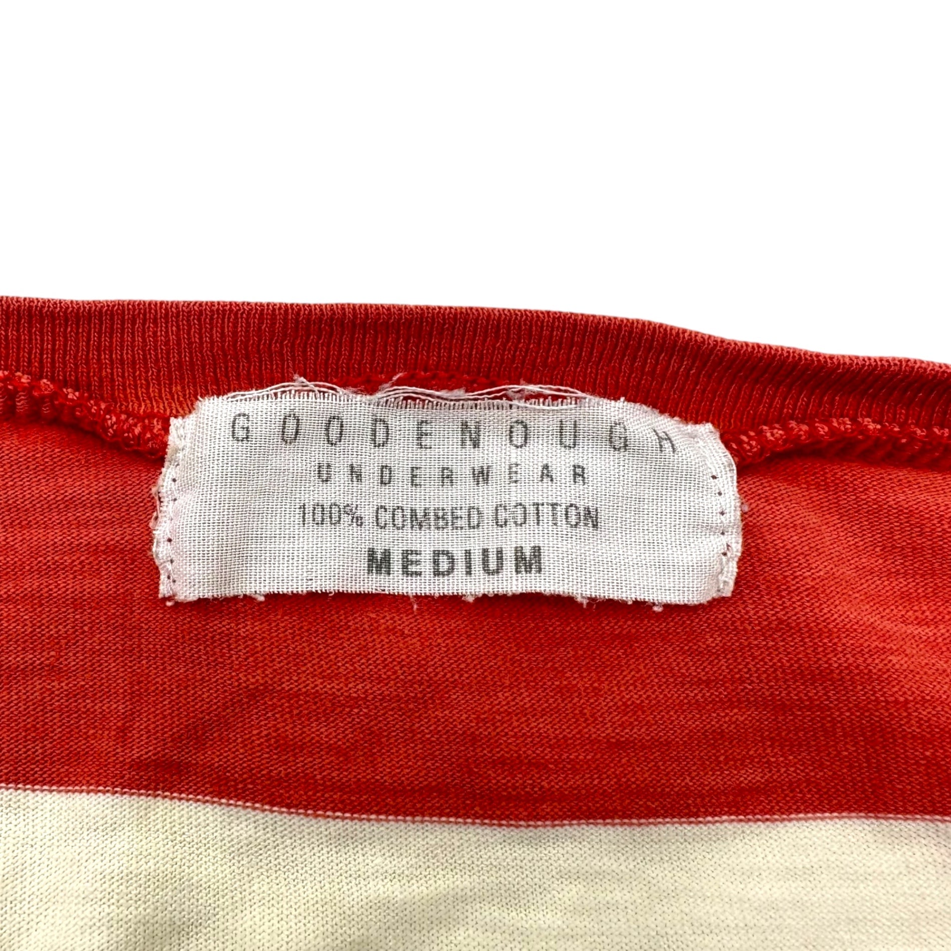 GOODENOUGH(グッドイナフ) 90's striped crew neck T-shirt 90年代 ボーダー クルーネック Tシャツ M ホワイト×ピンク