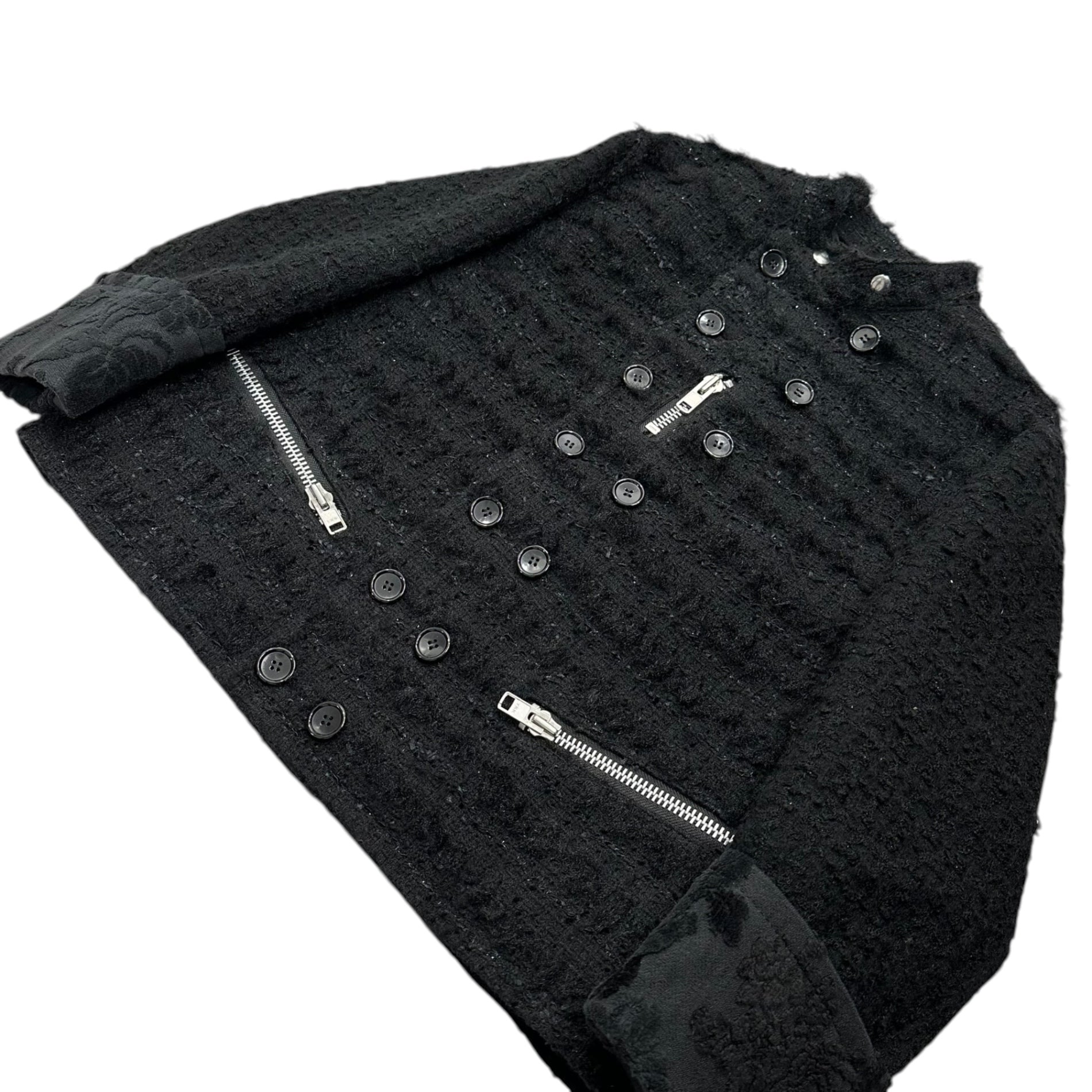 TAO(タオ) 23AW Double-Breasted Tweed Jacket ダブル ブレスト ツイード ジャケット TL-J002 ブラック AD2023 コムデギャルソン