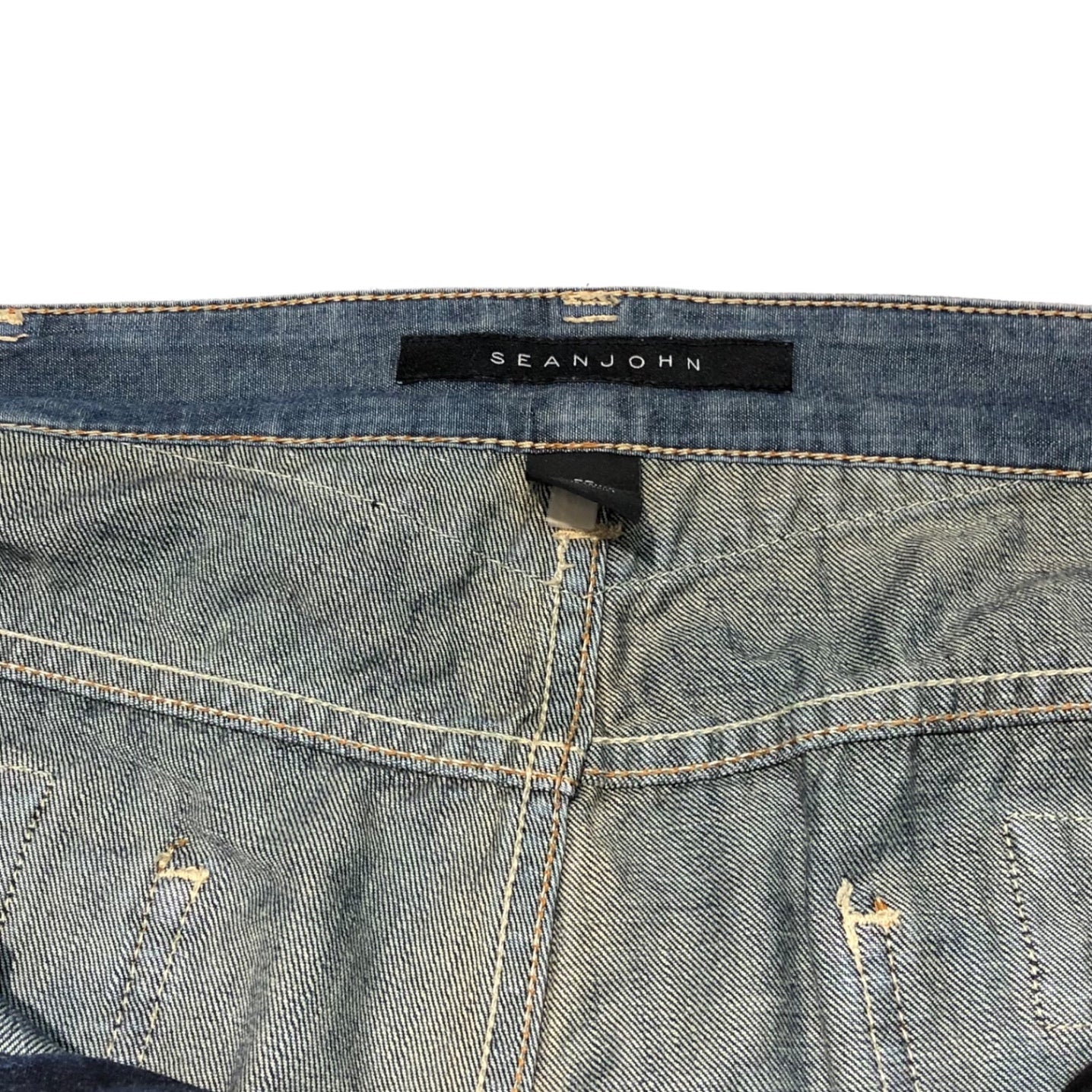 SEAN JOHN(ショーンジョン) 00's Vintage processed baggy denim pants ヴィンテージ加工 バギー デニム パンツ 42 インディゴ Y2K ヒップホップ スタッズ