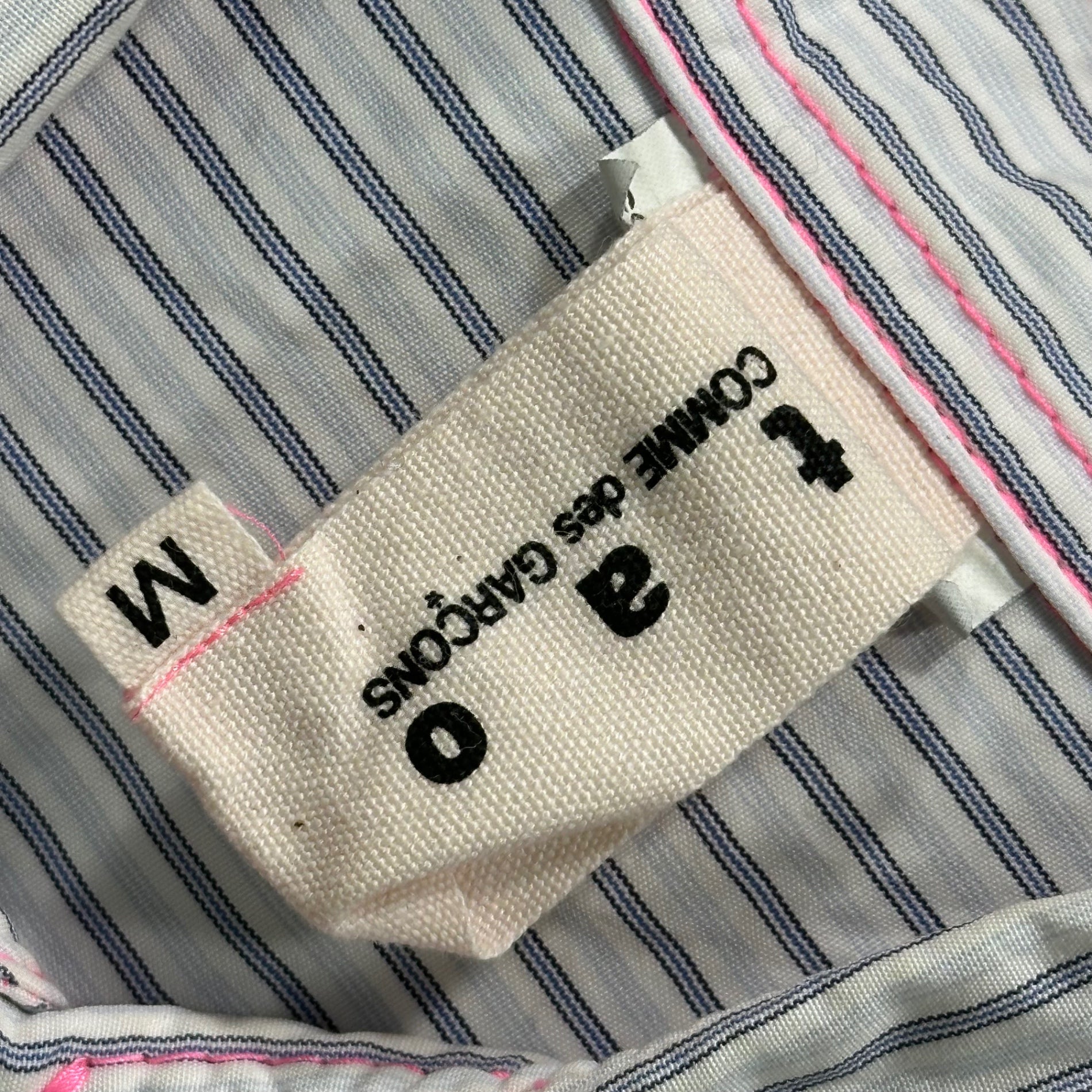 TAO COMME des GARCONS(タオコムデギャルソン) 10SS Dyeing and finishing Lace decoration Striped shirt 染色加工 レース装飾 ストライプ シャツ 3E-B005 M ライトブルー×ピンク AD2009
