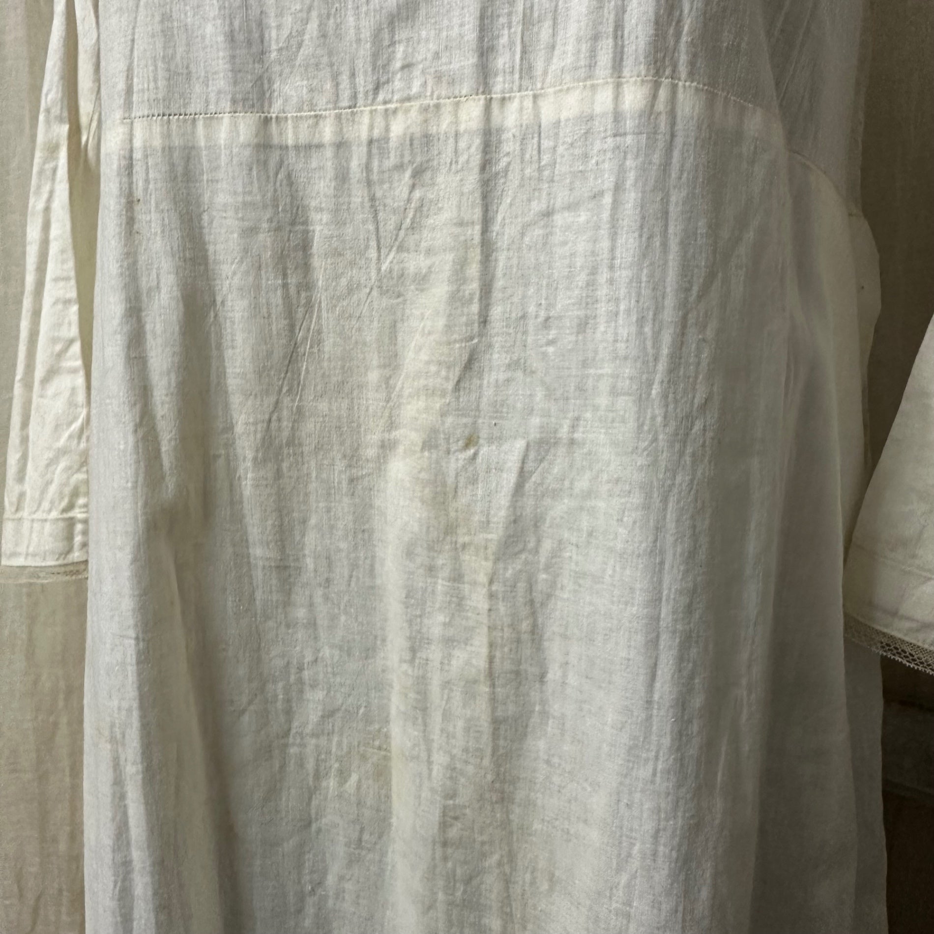 Euro Vintage(ヨーロッパヴィンテージ) Innocence_50's~ cotton lace long plain dress/コットンレースロング無地ワンピース 表記なし(Mサイズ程度) ベージュ