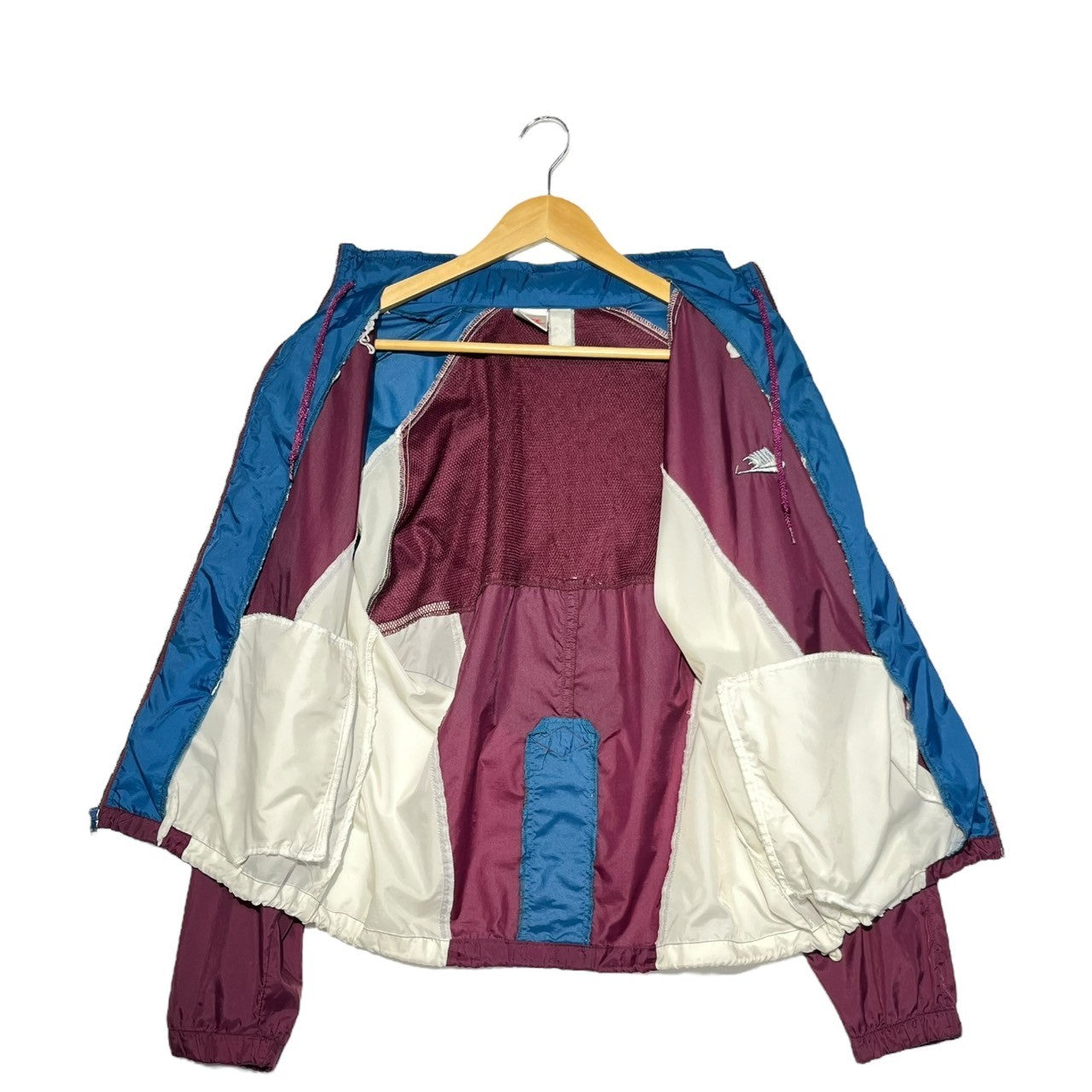 NIKE(ナイキ) 90's Nylon track jacket ナイロン トラック ジャケット S ボルドー×ブルー 銀タグ 90年代 パーカー