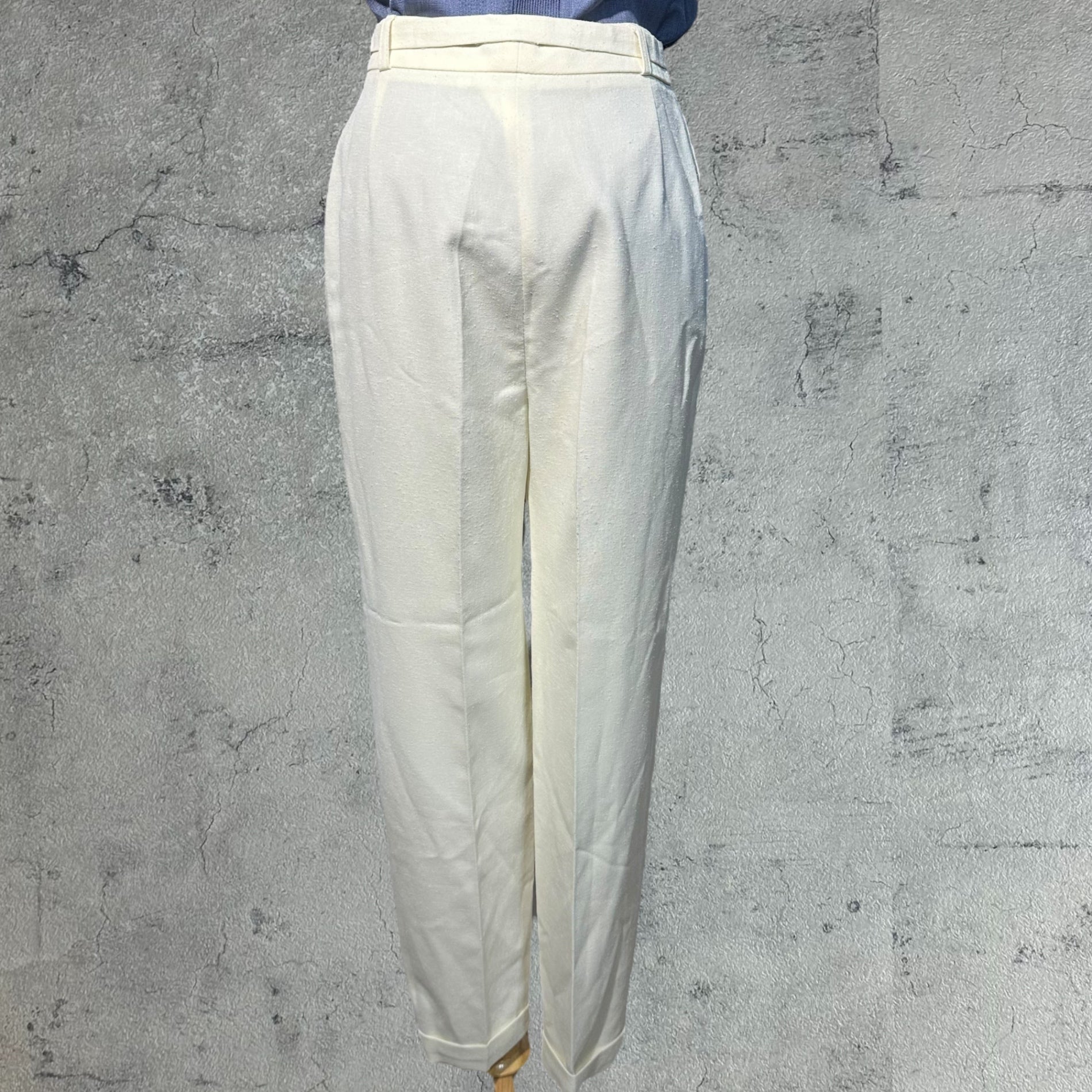 Euro Vintage(ヨーロッパヴィンテージ) Milky_60’s~ center press tac pants/センタープレスタックパンツ 表記なし(Mサイズ程度) ホワイト ベルト付属