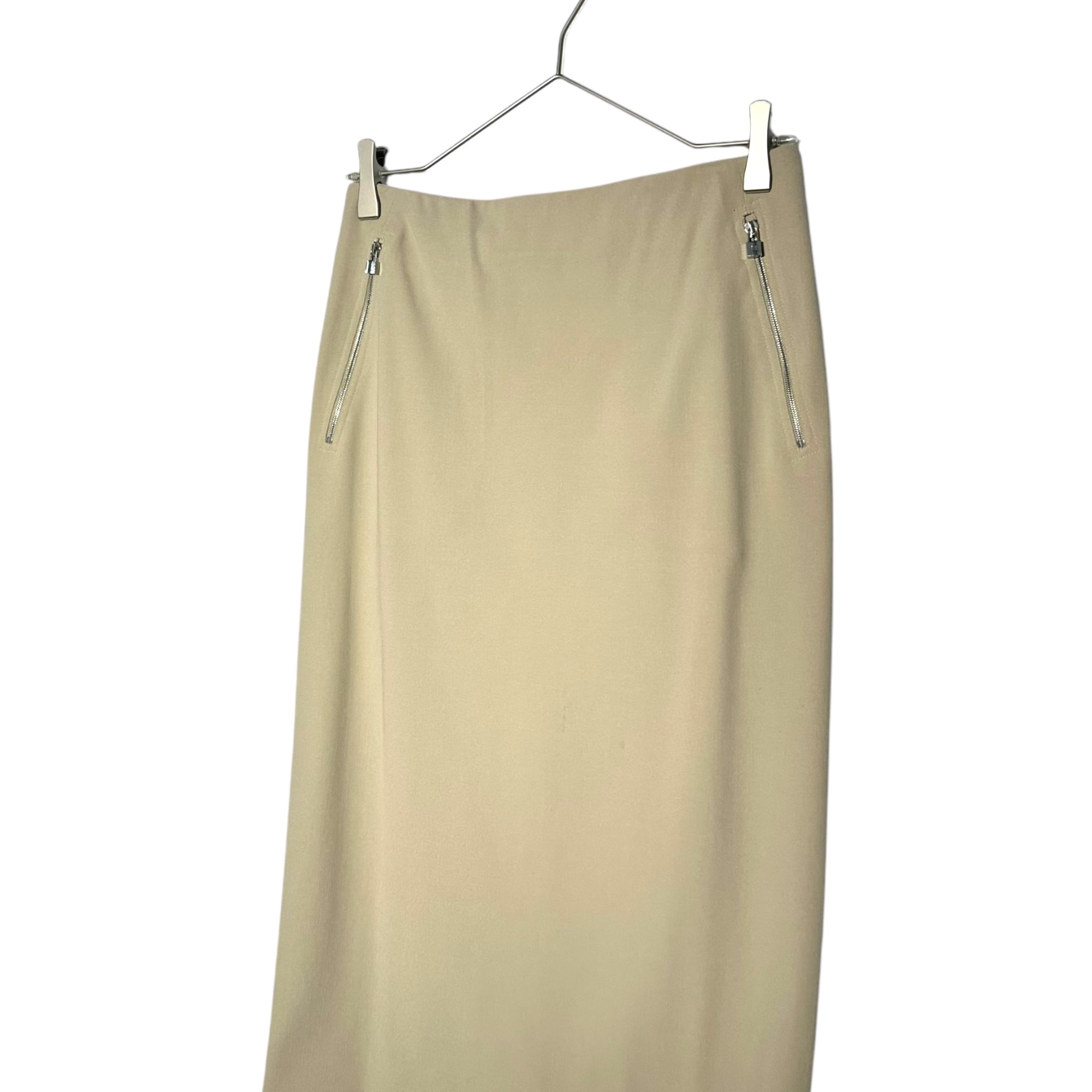 HERMES(エルメス) by Jean Paul Gaultier Cadena Zip Stretch Wool Skirt/ゴルチエ期カデナジップストレッチウールスカート/南京錠シップ 36(S程度) アイボリー 稀少 美品