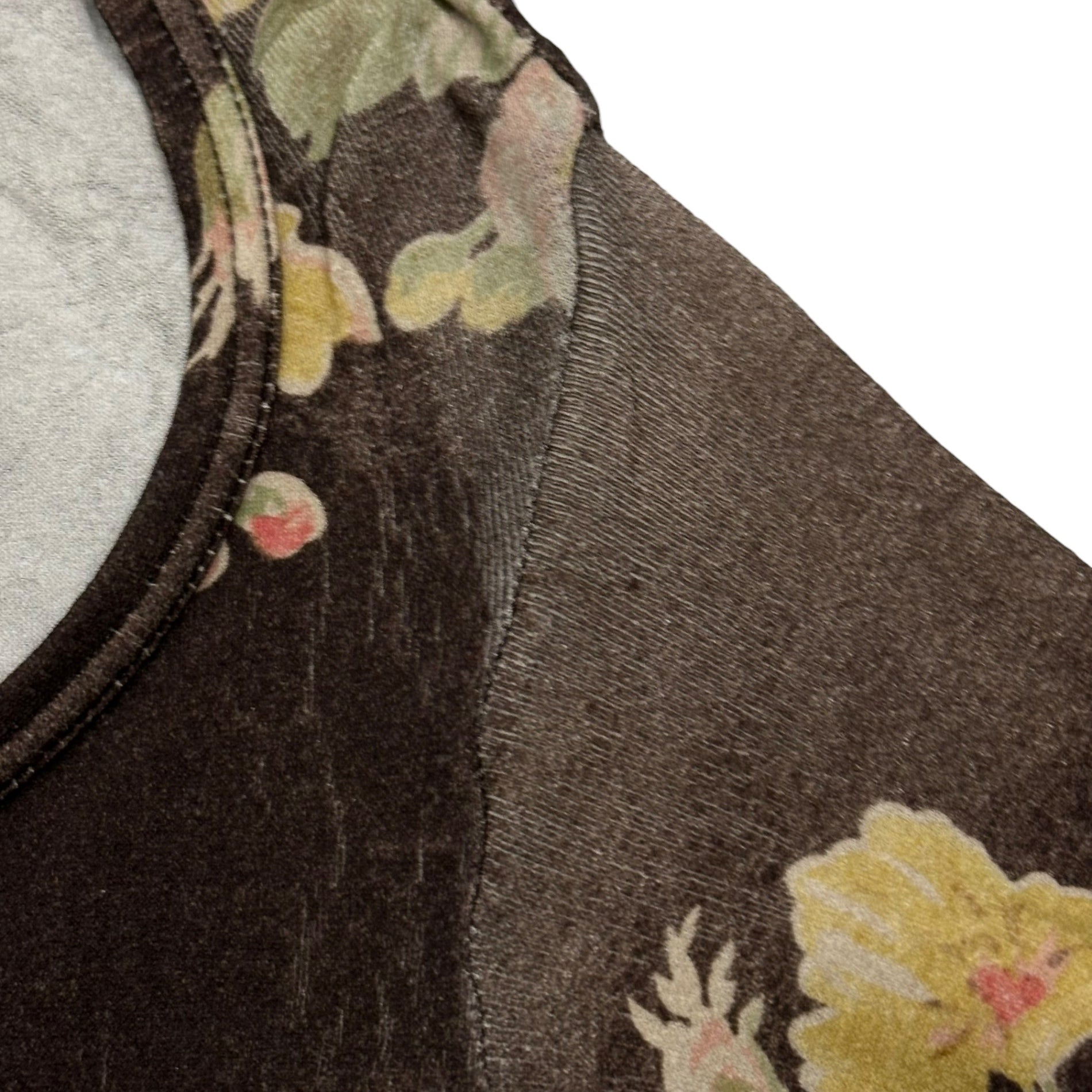 JUNYA WATANABE COMME des GARCONS(ジュンヤワタナベコムデギャルソン) 2002SS Floral-Print L/S Cut-and-Sew フローラル プリント 長袖 カットソー JE-T026 FREE ブラウン×ピンク AD2001