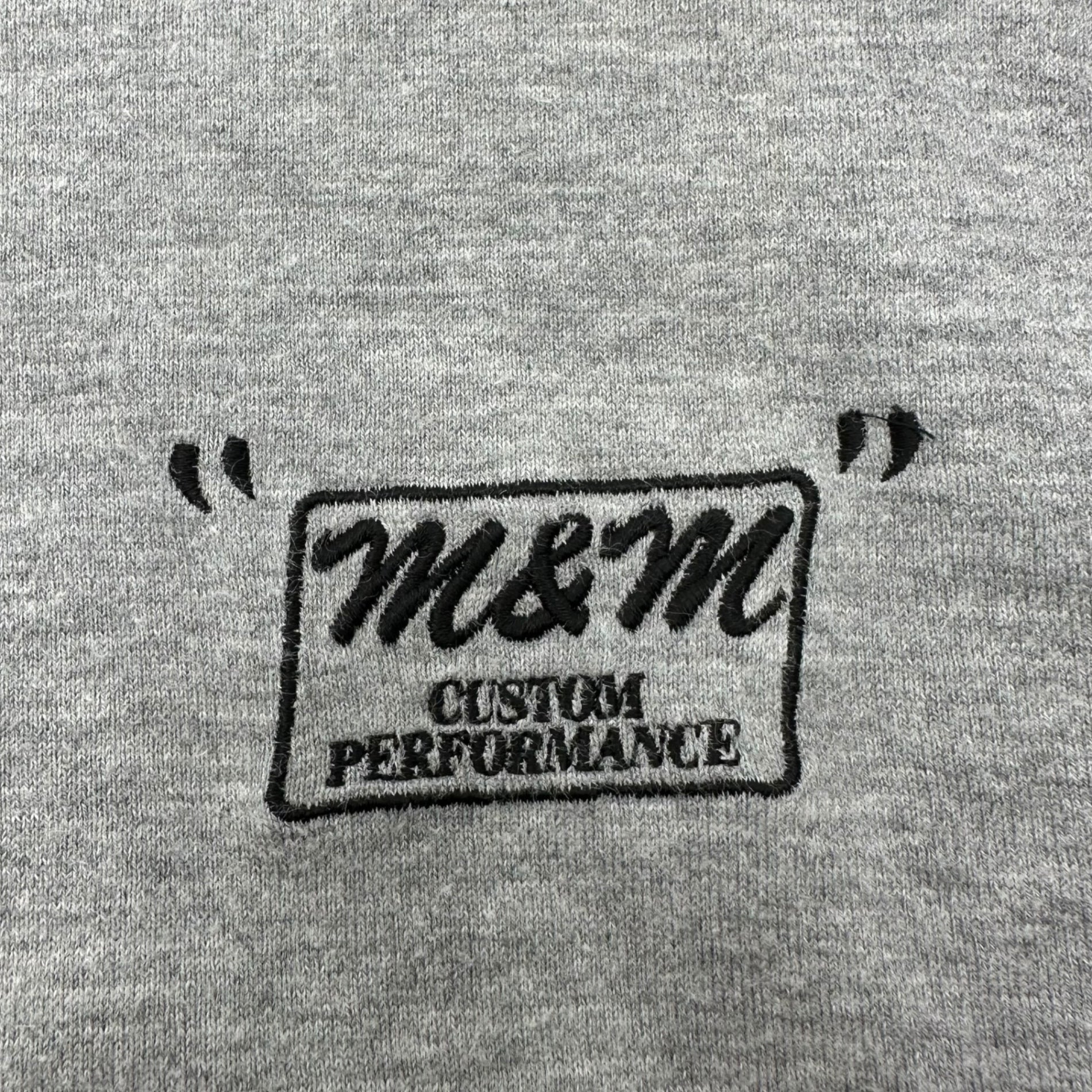 m&m CUSTOM PERFORMANCE × UNRIVALED(エムアンドエム × アンライバルド) Chest Logo Backster Crewneck T-Shirt 胸ロゴ バックスター クルーネック Tシャツ M グレー×ブラック