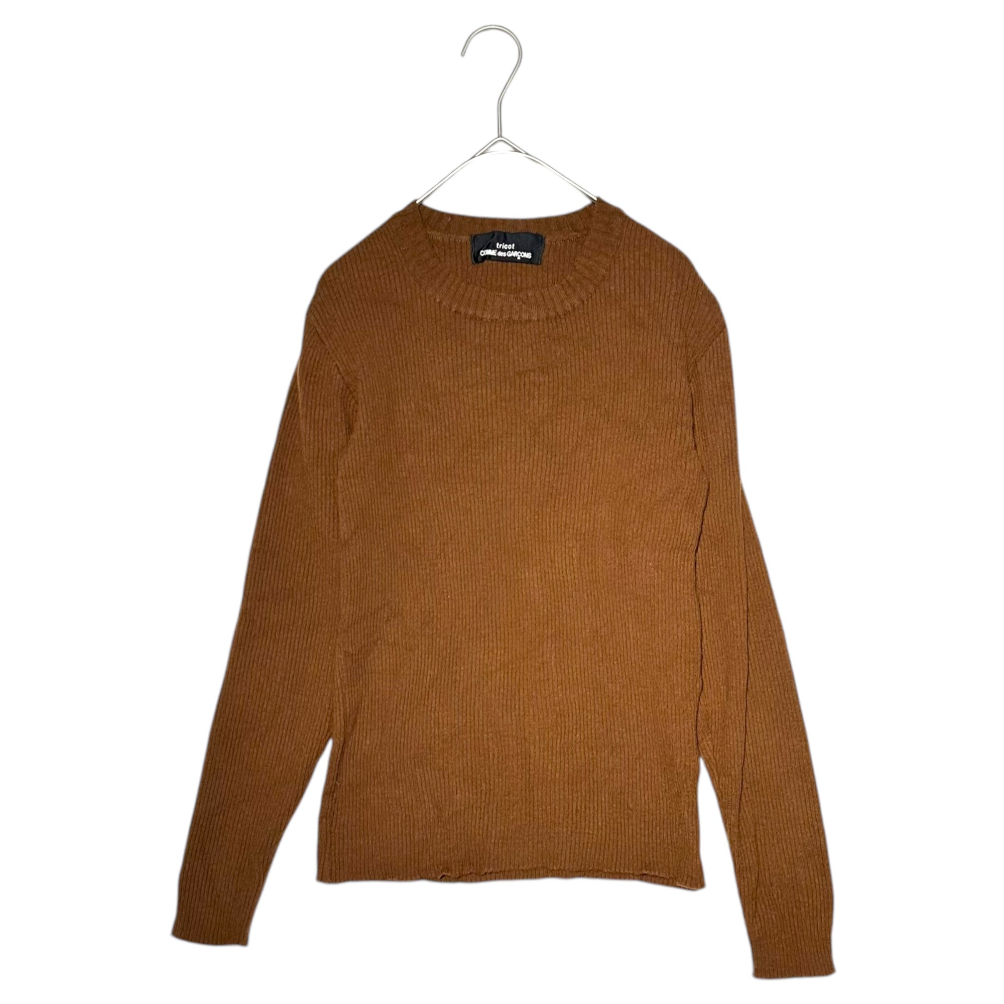 tricot COMME des GARCONS(トリココムデギャルソン) 90AW Wool ribbed crew neck knit ウール リブ クルーネック ニット TN-080040 FREE ブラウン AD1990