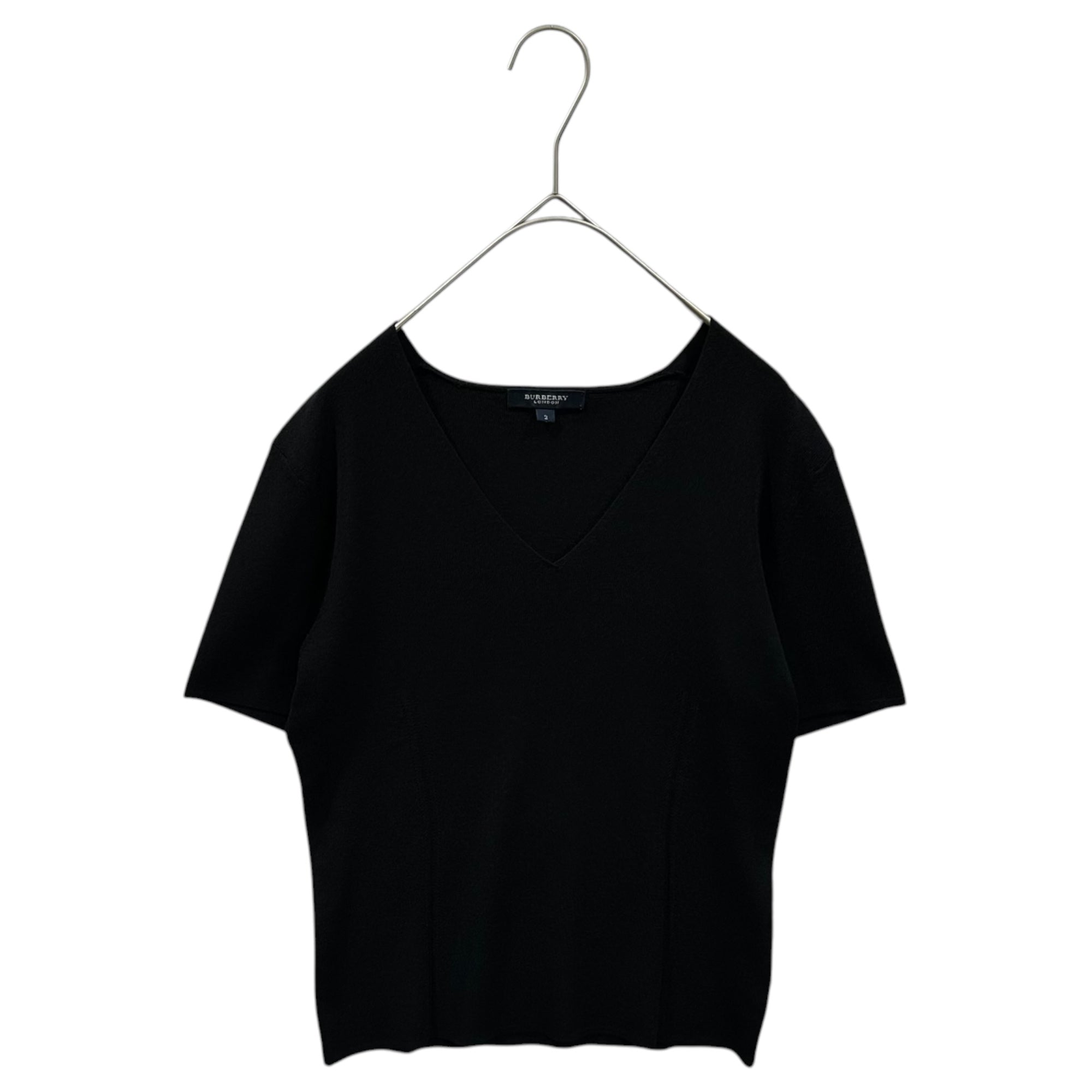 BURBERRY LONDON(バーバリーロンドン) V-Neck Rayon Knit Top Vネック レーヨン ニット カットソー FBA21-430 2(M程度) ブラック