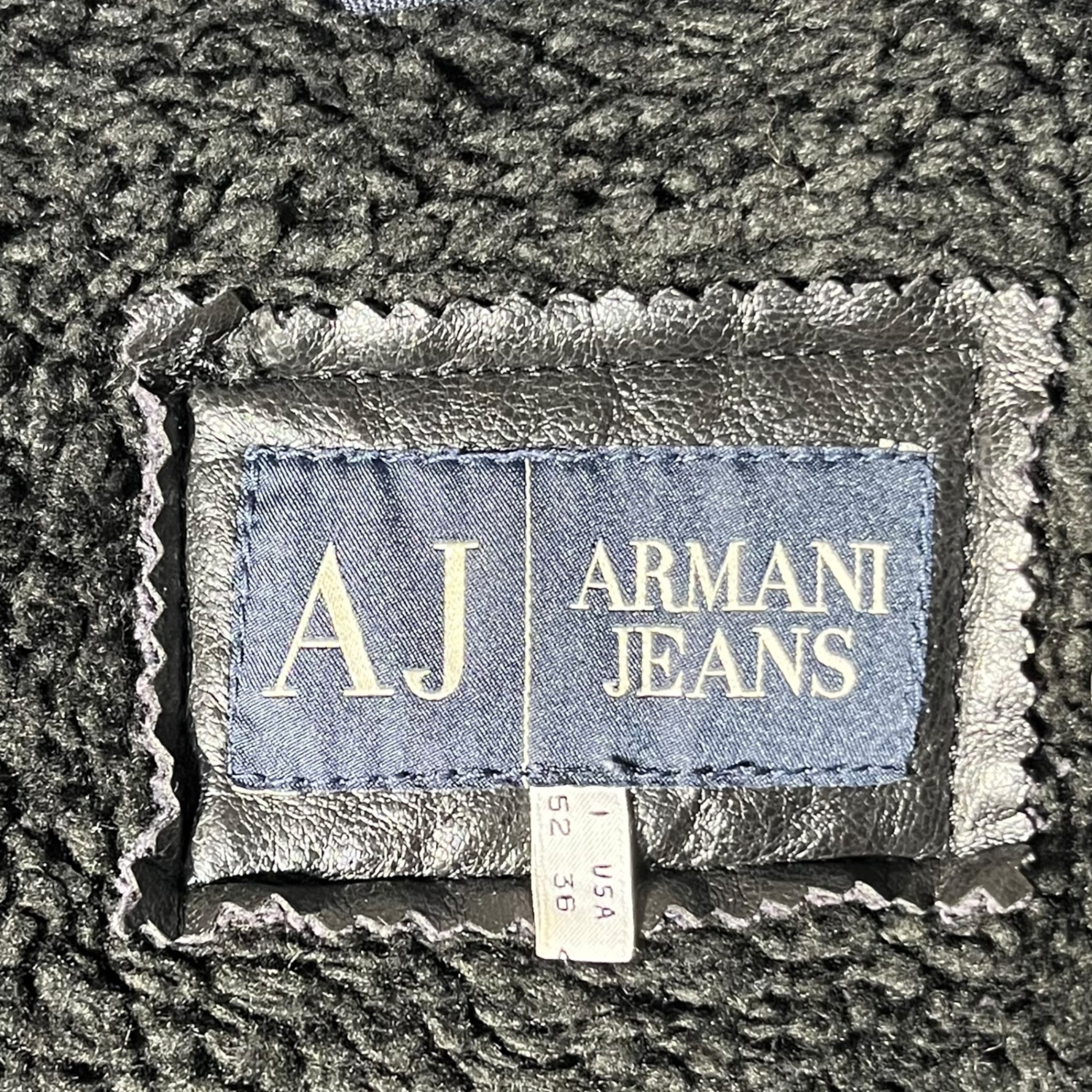 ARMANI JEANS(アルマーニジーンズ) 00's Eco leather pumping boa jacket エコ レザー パイピング ボア ジャケット 44(SM程度) ブラック Y2K