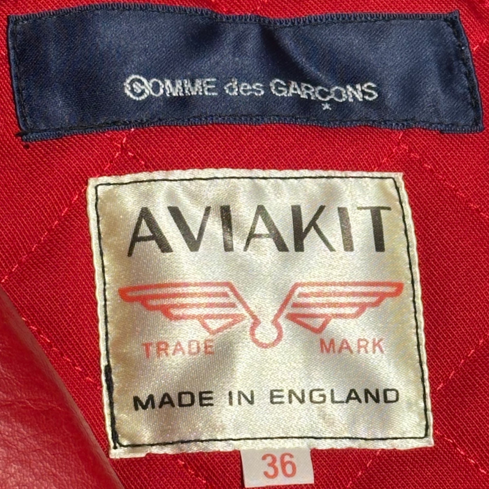 COMME des GARCONS × LEWIS Leathers(コムデギャルソン × ルイスレザー) 15AW Horsehide Lightning Riders ホースハイド ライトニング ライダース ジャケット KP-J003 36 レッド AD2015 ヴィンテージ