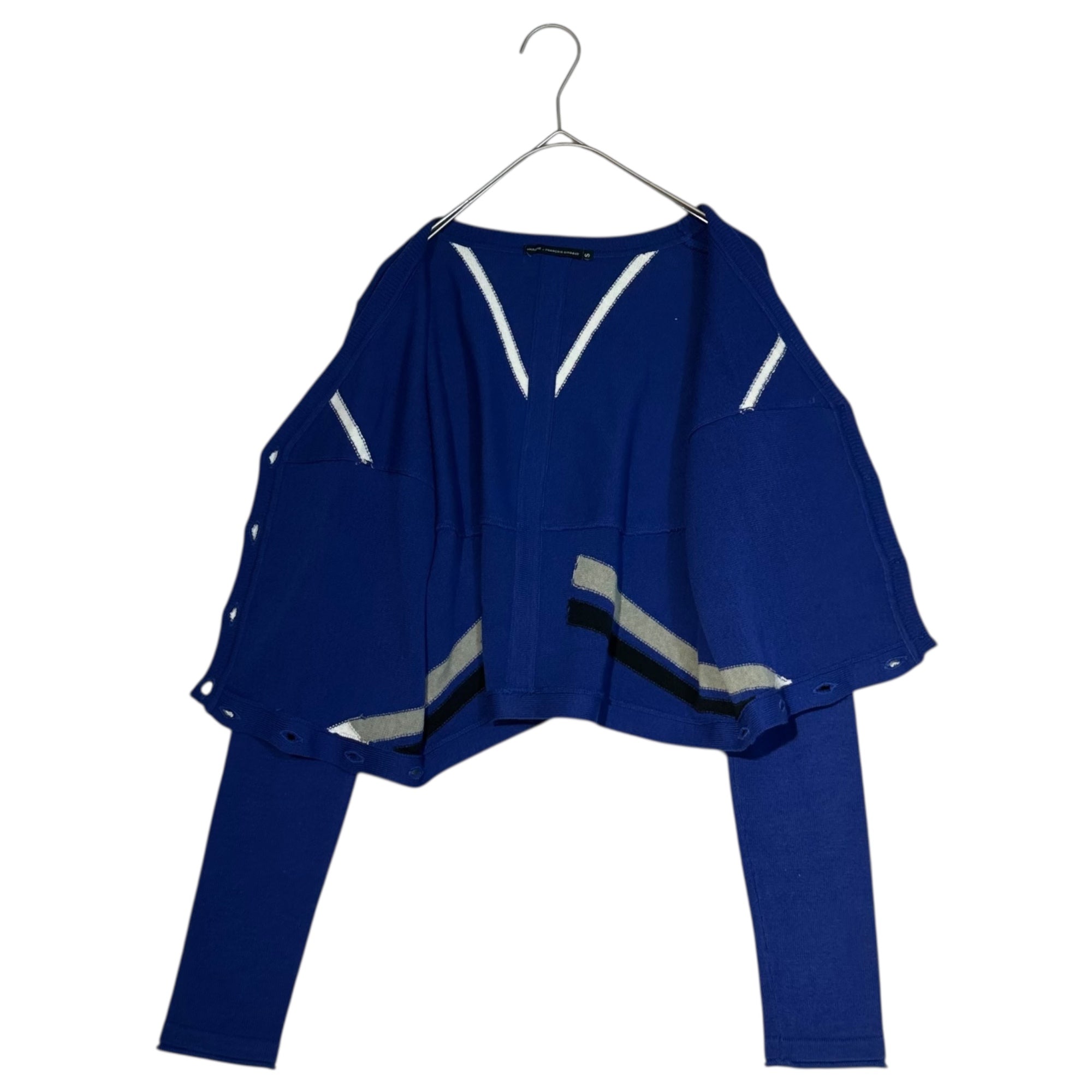 MARITHE FRANCOIS GIRBAUD(マリテフランソワジルボー) 00's 2WAY Cotton Cross Button Gimmick Cardigan コットン ミックス クロス ボタン ギミック ニット カーディガン F5-8246 S ブルー Y2K