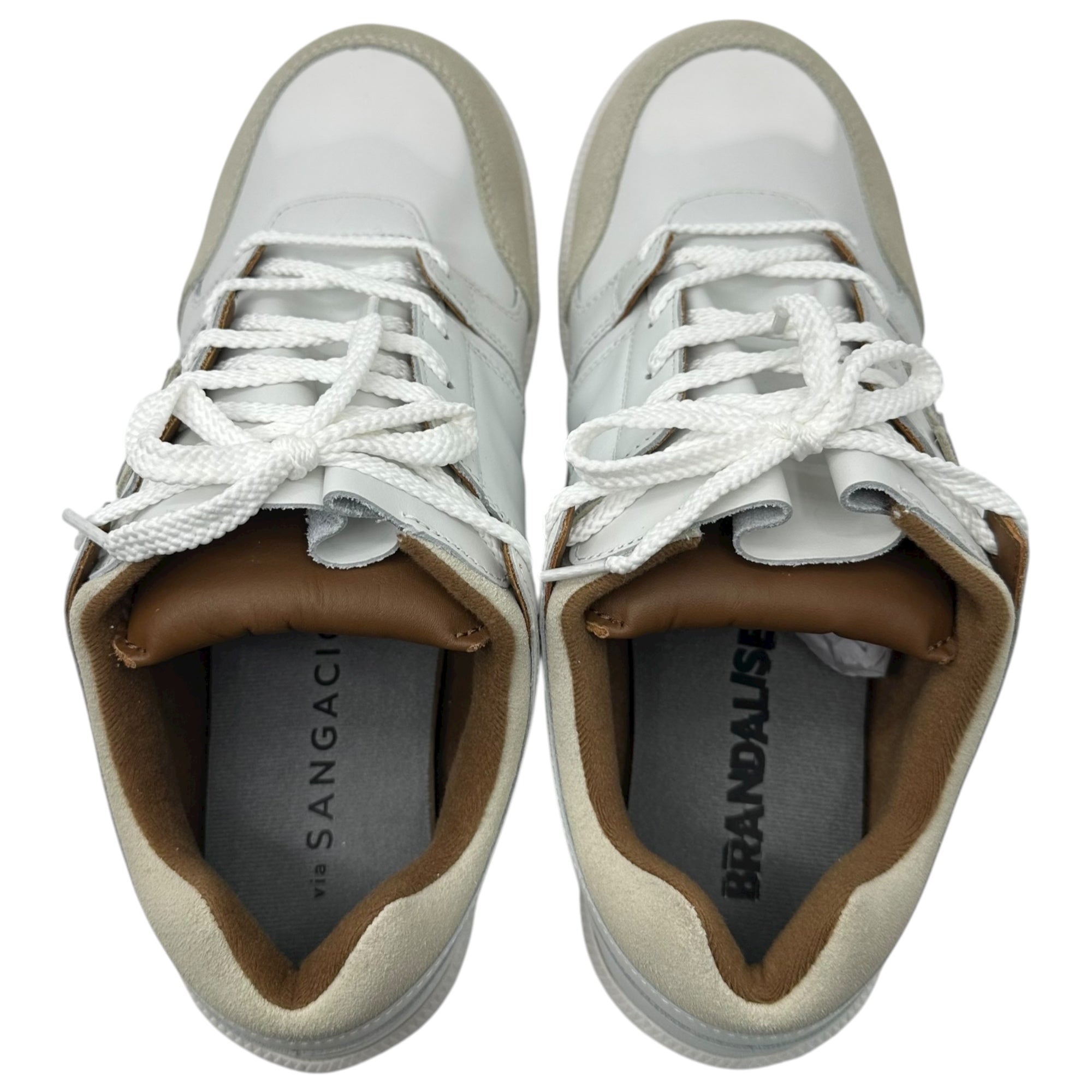 Sangacio(サンガッチョ) × Banksy にゅ~ず 『BONSAI』 BRANDALISED ローカット スニーカー 27.5cm ホワイト×ブラウン コラボ