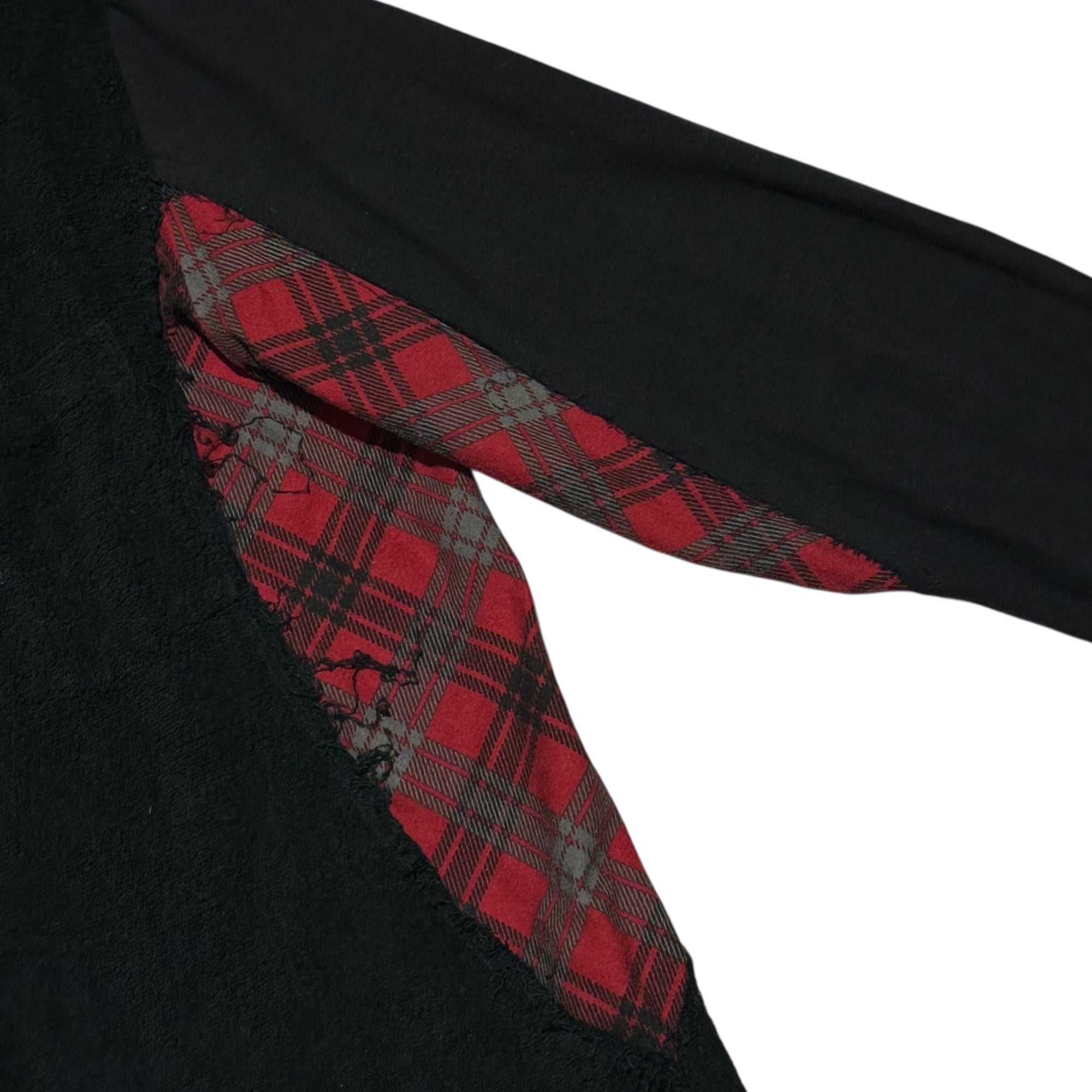 UNDERCOVERISM(アンダーカバイズム) 05SS Reconstructed Pile Fabric Side Check L/S Shirt 再構築 パイル地 サイド チェック 長袖 シャツ 5S216-SH5 2 ブラック×レッド 00's アーカイブ