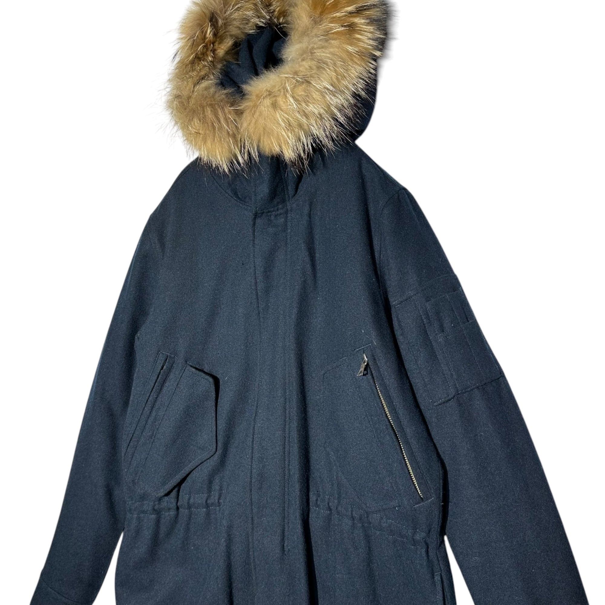 NO ID(ノーアイディー) 14AW Light Wool Melton type M-51 Half Coat 14AW ライト ウール メルトン type M-51 ハーフ コート Y2K 835003-712C 2(M) ネイビー×ベージュ 参考定価39,000円+税 チャイニーズラクーン使用