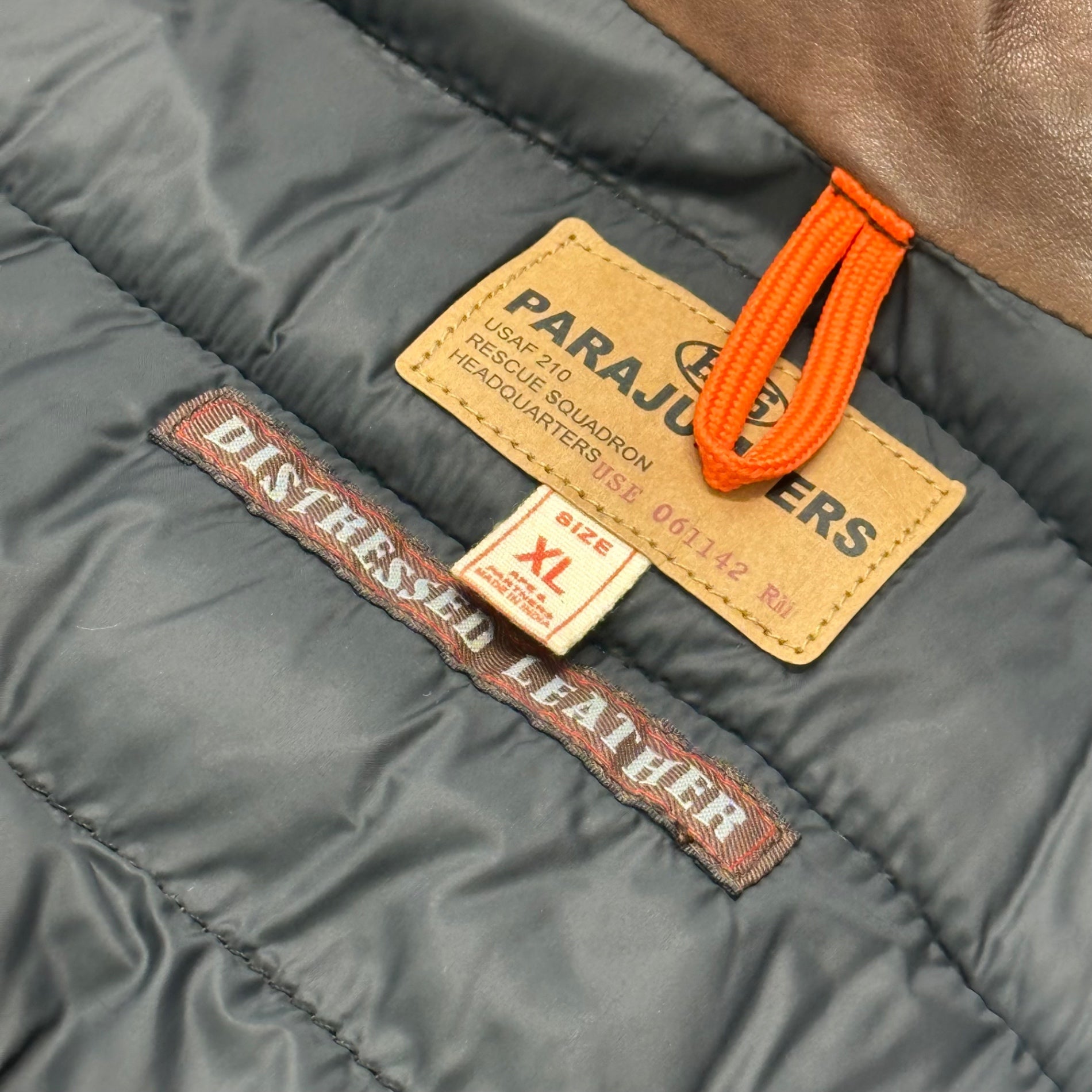 PARAJUMPERS(パラジャンパーズ) Lamb Leather Quilted Padded Jacket ラムレザー キルティング パテッド ジャケット 15WMPMJCKLE02 XL ブラウン 中綿