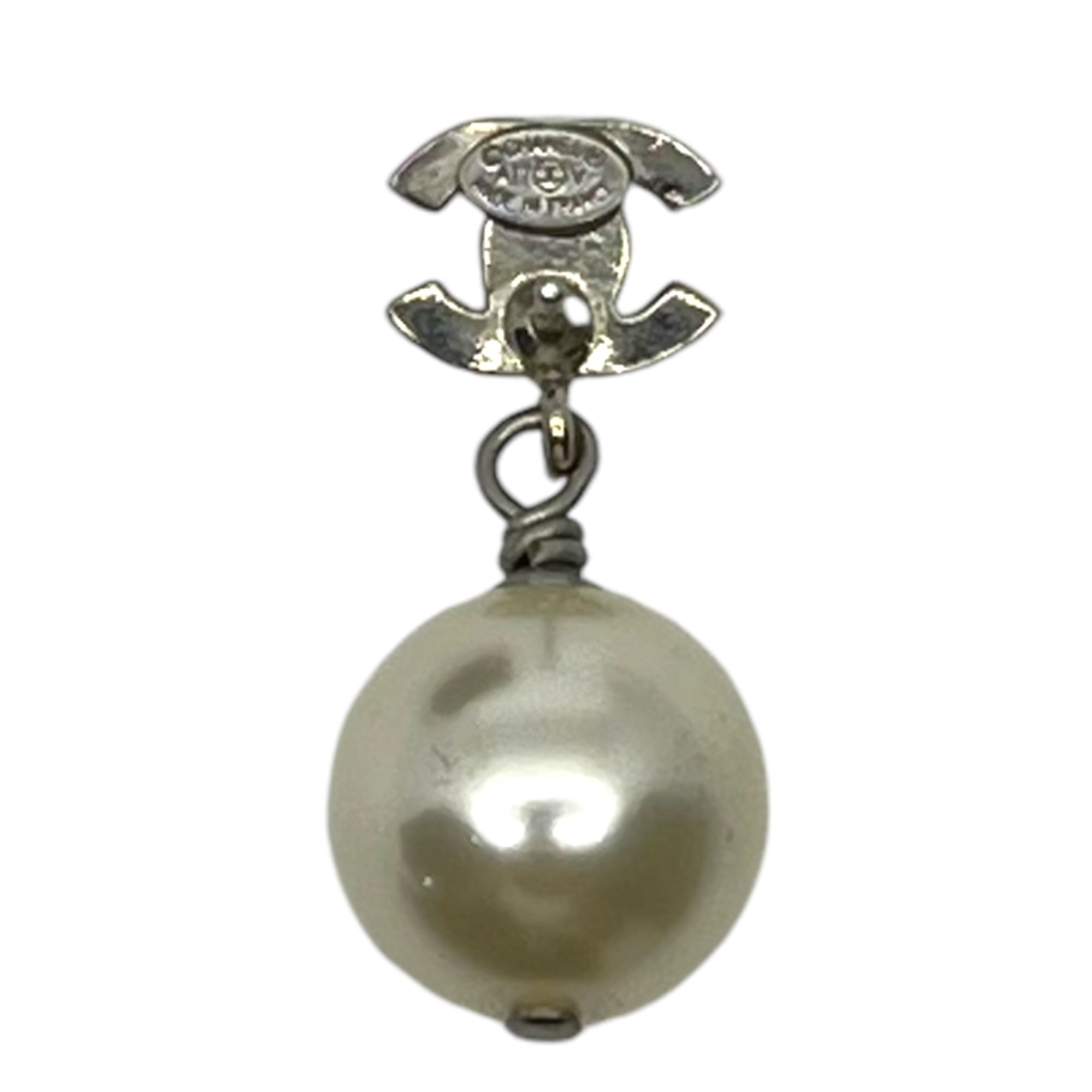 CHANEL(シャネル) Coco mark light stone pearl earrings ココマーク ライトストーン パール ピアス シルバー 刻印 A17 V