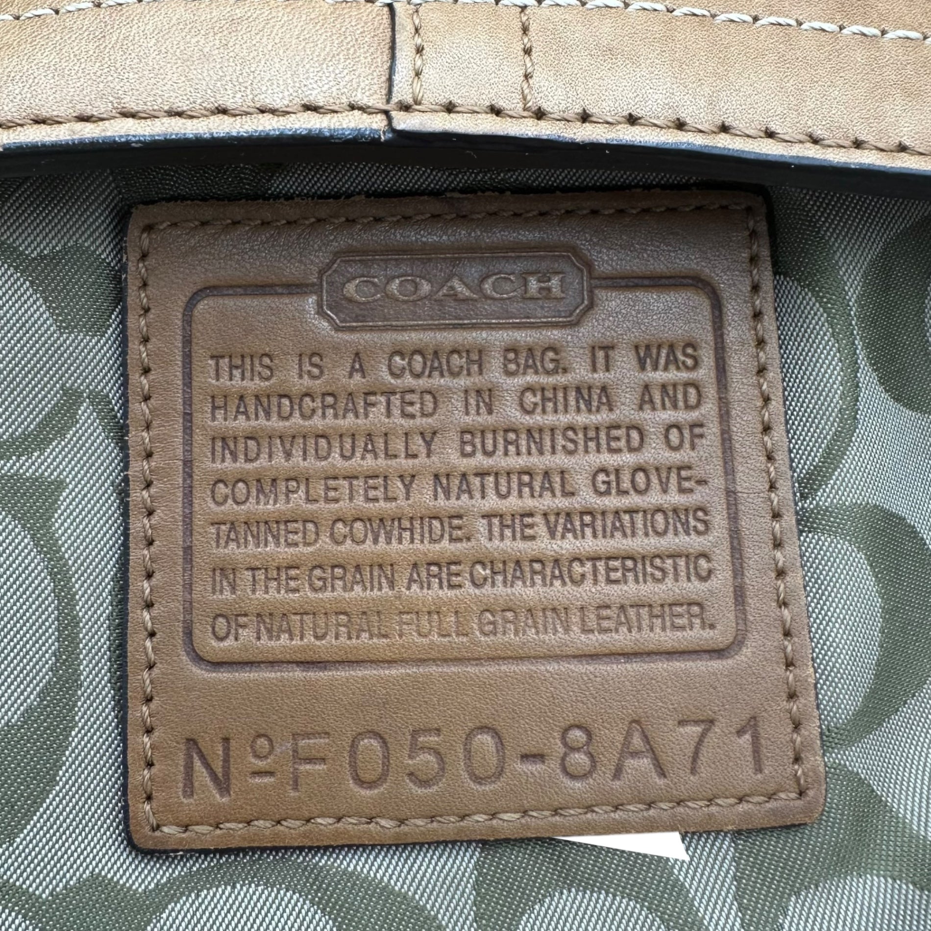 COACH(コーチ) All-Leather Handbag オールレザー ハンド バッグ F050-8A71 ブラウン