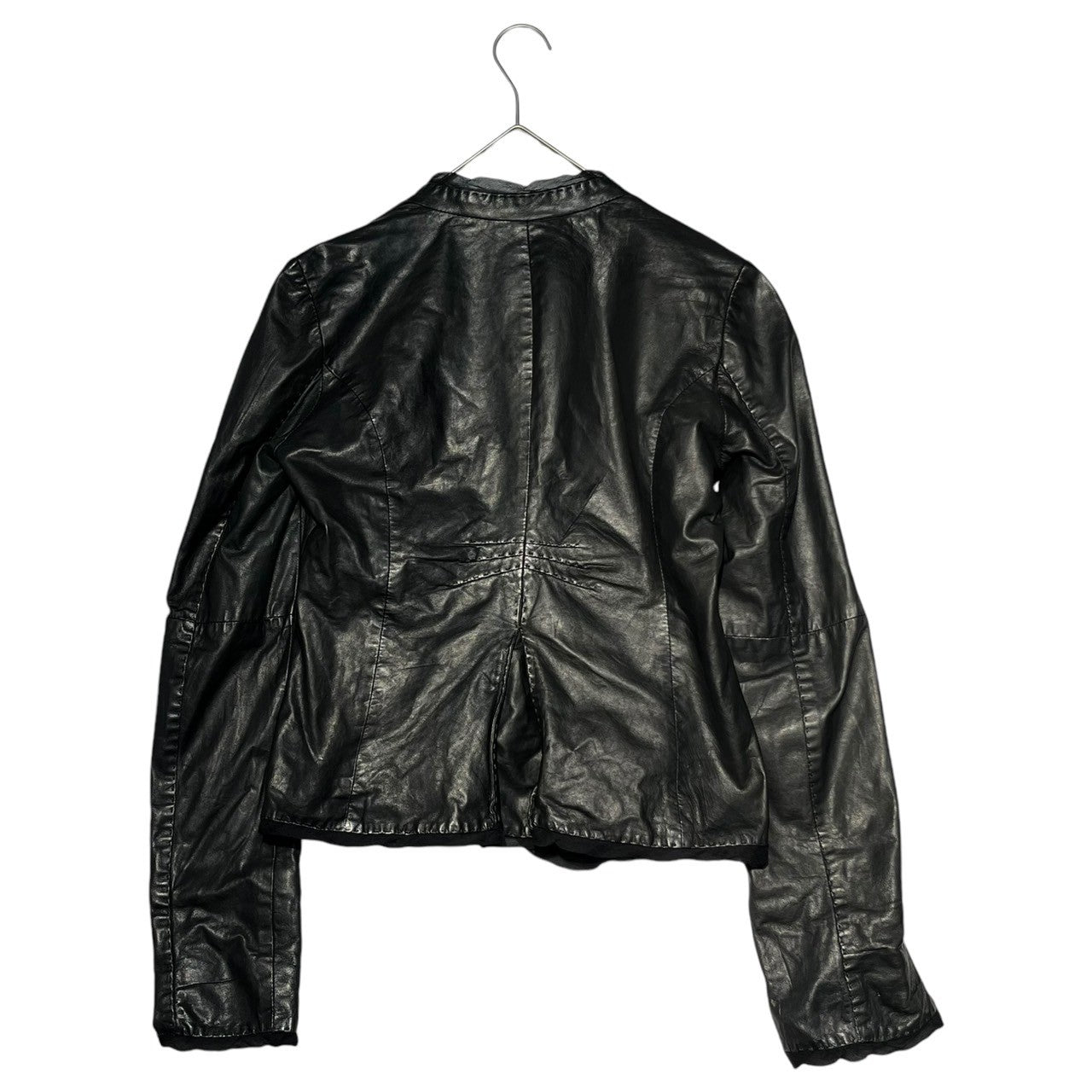 EMPORIO ARMANI(エンポリオアルマーニ) Silk tulle leather jacket シルク チュール レザー ジャケット 34(S程度) ブラック