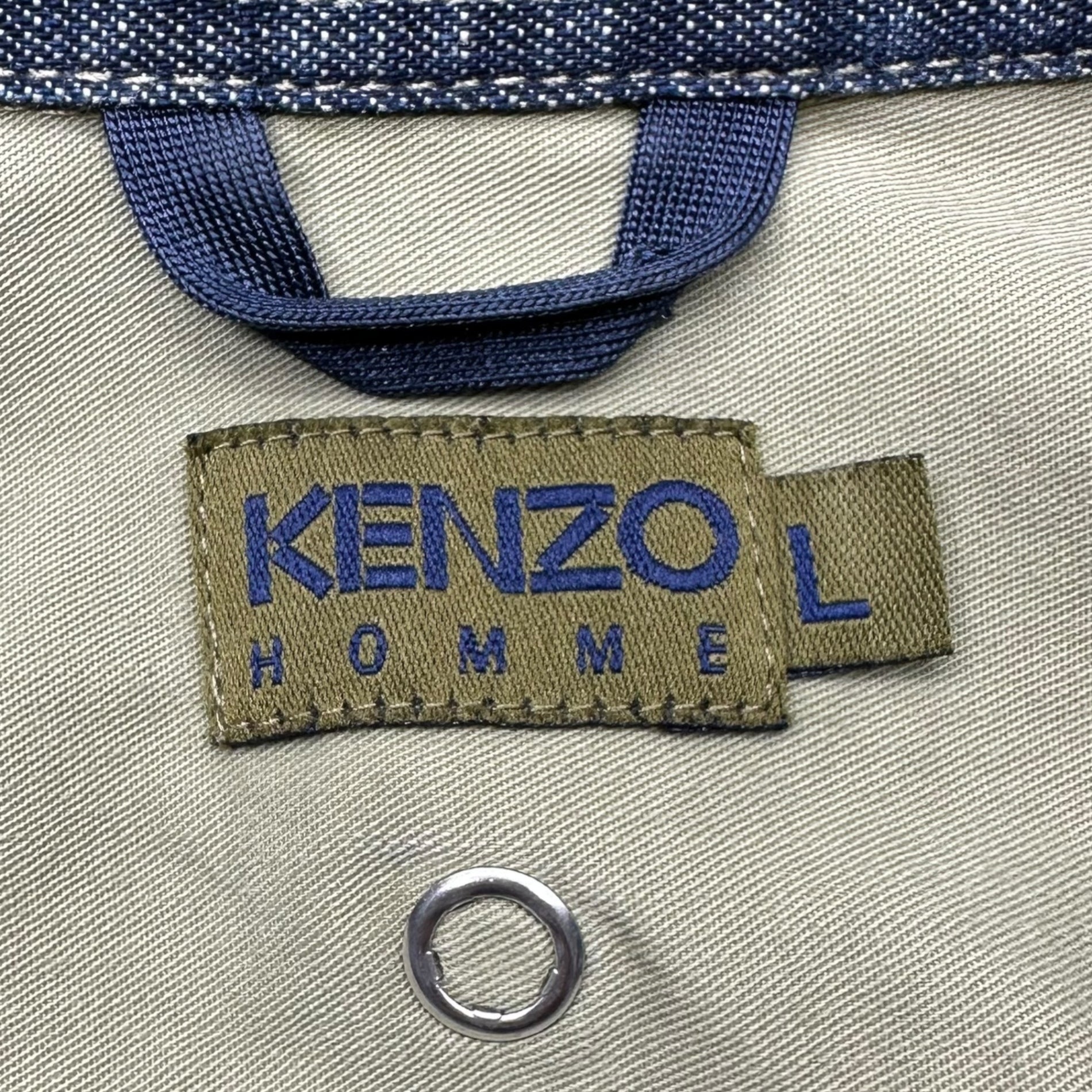 KENZO HOMME(ケンゾーオム) 90’s Archive hunting pocket denim shirt アーカイブ ハンティング ポケット デニム シャツ L インデイゴ×ベージュ 90年代