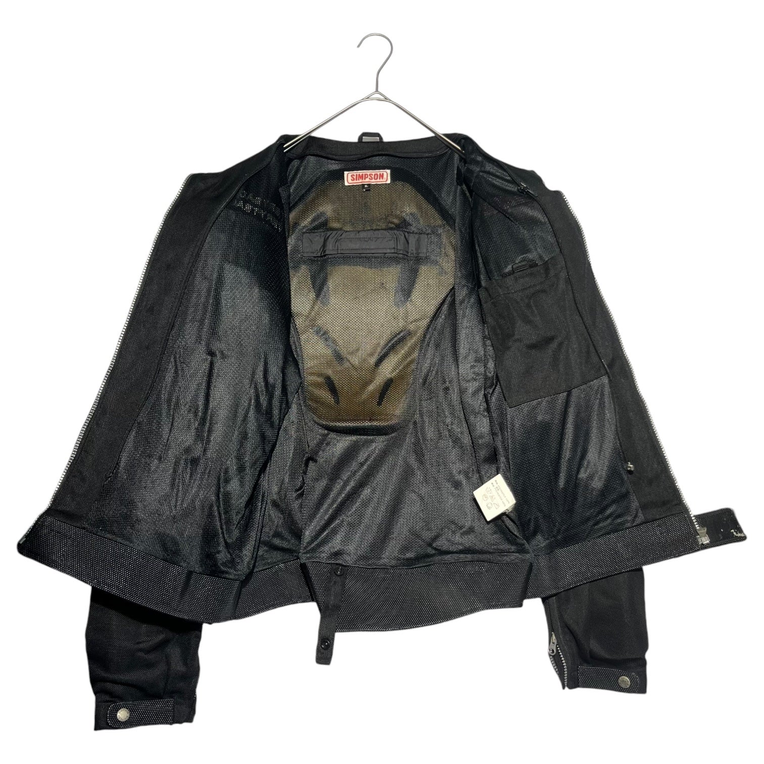 SIMPSON (シンプソン) バイカーウェア プロテクター付き ロゴエンブロイダリー スタンドカラージップアップ レーシングジャケット 3L ブラック レーシング