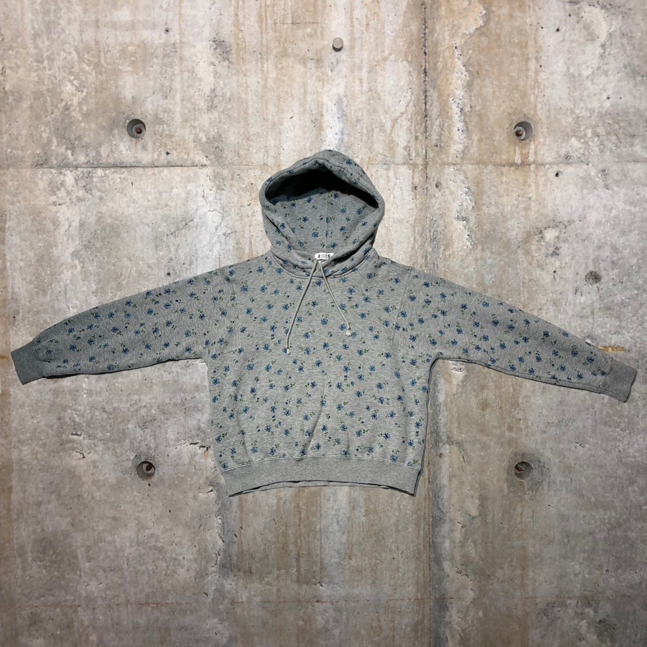 i.s. ISSEY MIYAKE(アイエス イッセイミヤケ) 80's flower print short Hoodie/フラワープリントパーカー RY13649 9(Mサイズ程度) グレー