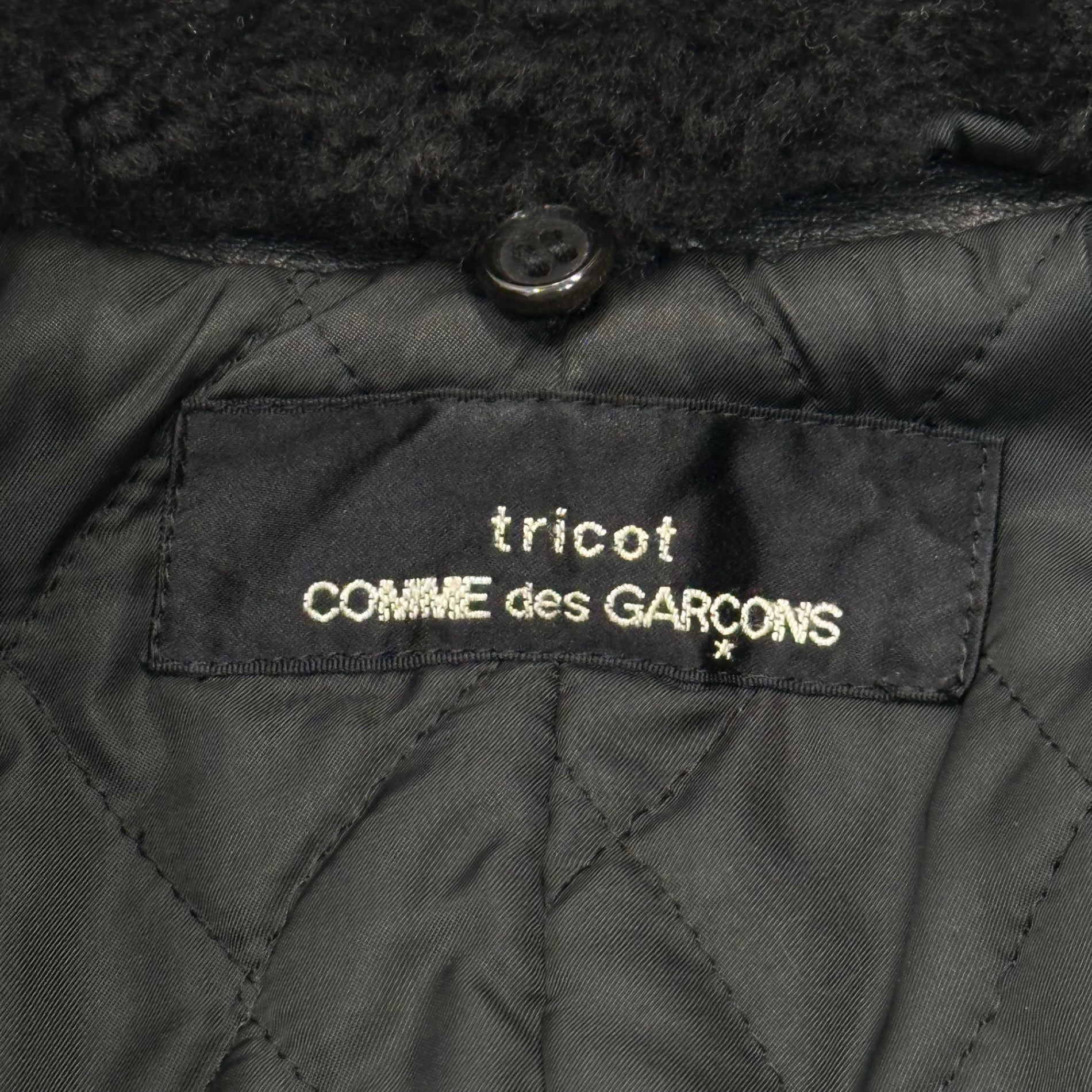 tricot COMME des GARCONS(トリココムデギャルソン) 80's Vintage Short-Length Faux Fur Leather Bomber Jacket 80年代 ショート レングス ボア レザー ボンバー ジャケット TJ-050730 FREE ブラック AD表記無 男性着用可能 ヴィンテージ アーカイブ 稀少