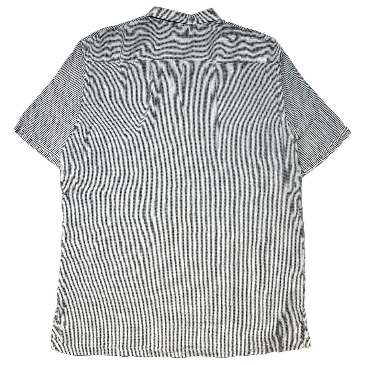 GIORGIO ARMANI(ジョルジオアルマーニ) 90's Open collar S/S stralipe shirt オープンカラー 半袖 ストライプ シャツ M ホワイト×ブルー 90年代 開襟