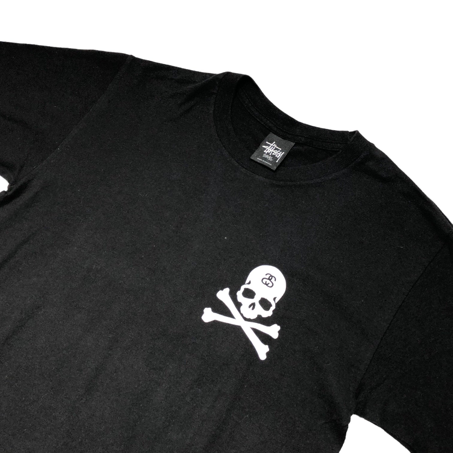 STUSSY(ステューシー) crossbone print t-shirt クロスボーン プリント Tシャツ S ブラック×ホワイト