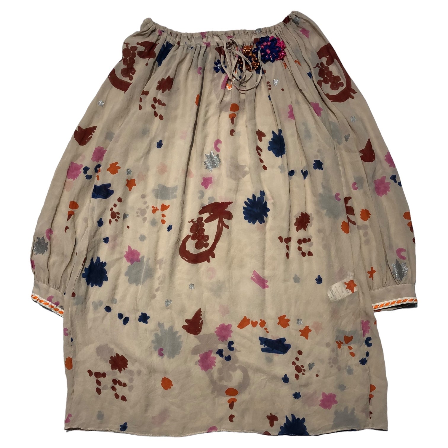 TSUMORI CHISATO (ツモリチサト) シルクペイントデザインシフォンチュニックブラウス TC43FH393 2(Mサイズ程度) ベージュ