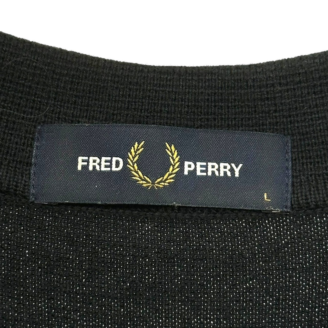 FRED PERRY(フレッドペリー) L/S Polo Knit ロゴ 長袖 ポロ ニット シャツ K4535 L ブラック